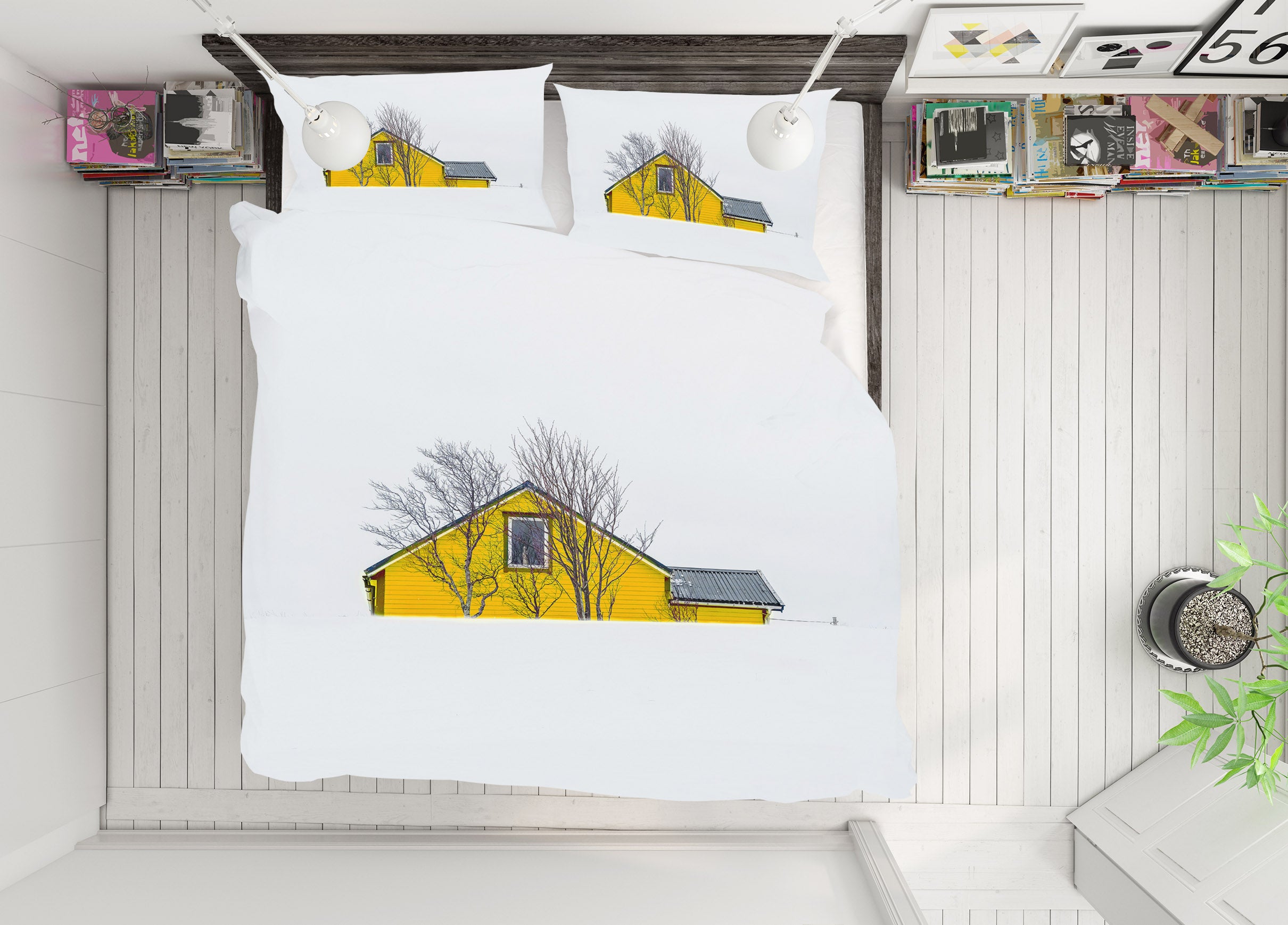 3D Yellow House 042 Marco Carmassi Bedding Bed Pillowcases Quilt