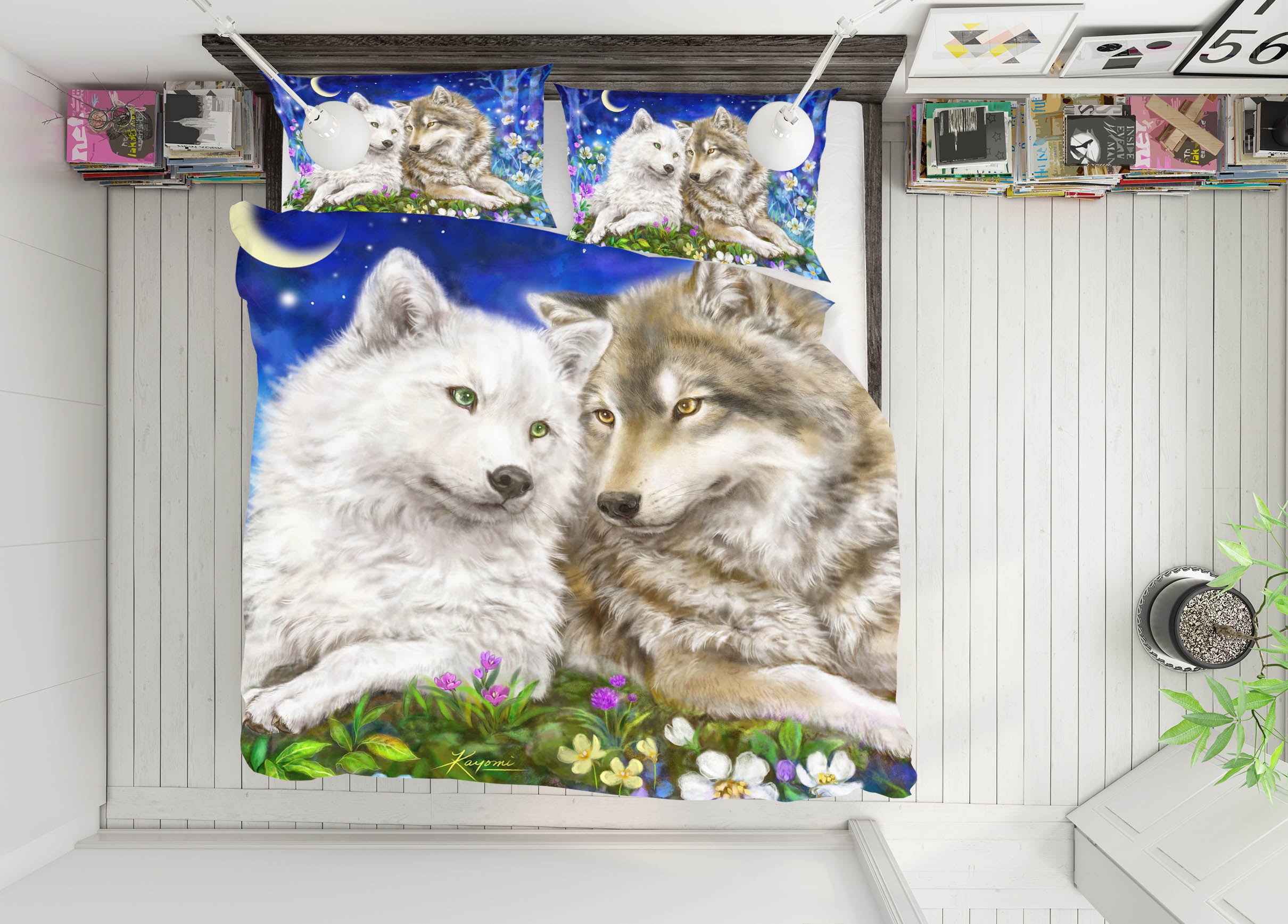 3D Wolf Couple 5931 Kayomi Harai Bedding Bed Pillowcases Quilt Cover Duvet Cover