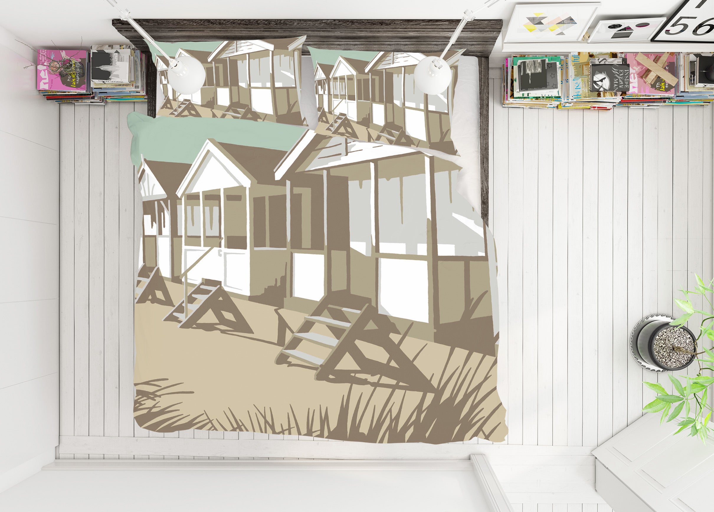 3D Southwold Huts 2062 Steve Read Bedding Bed Pillowcases Quilt