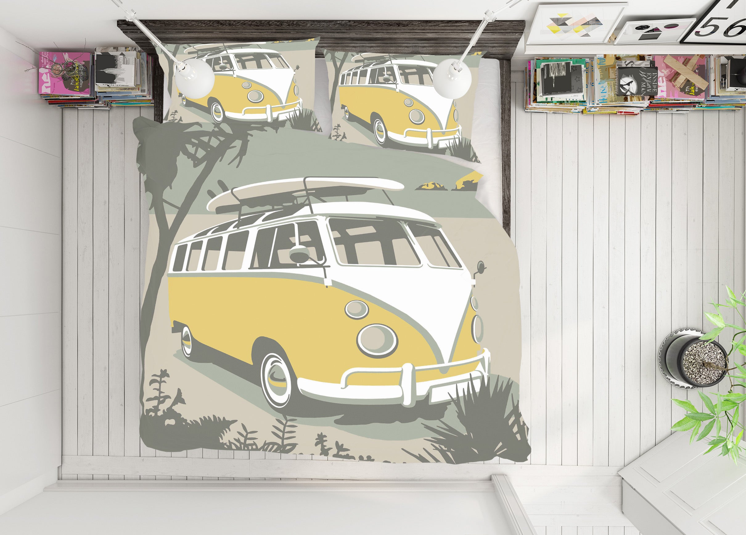 3D Polzeath Camper 2040 Steve Read Bedding Bed Pillowcases Quilt