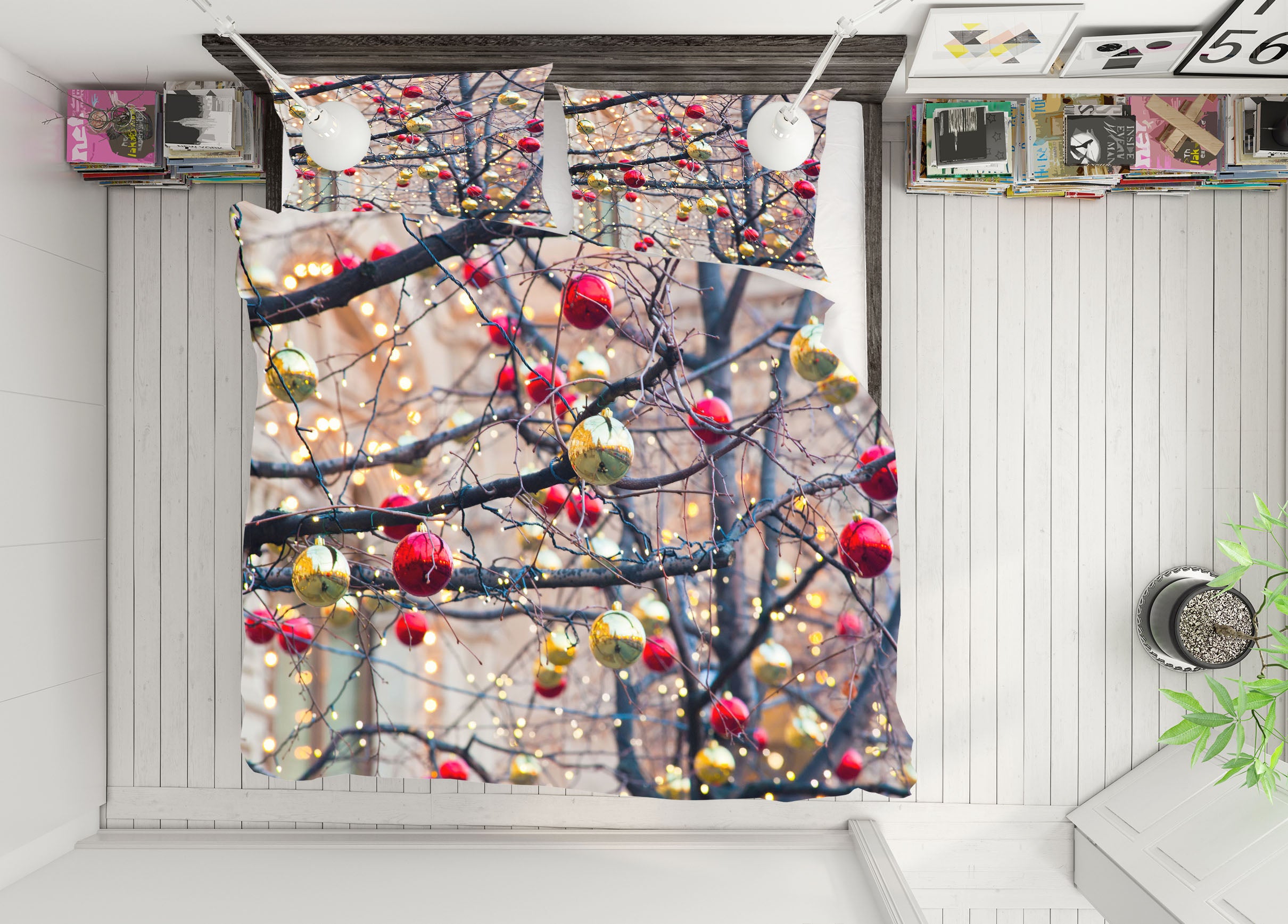 3D Red Yellow Ball 52250 Christmas Quilt Duvet Cover Xmas Bed Pillowcases