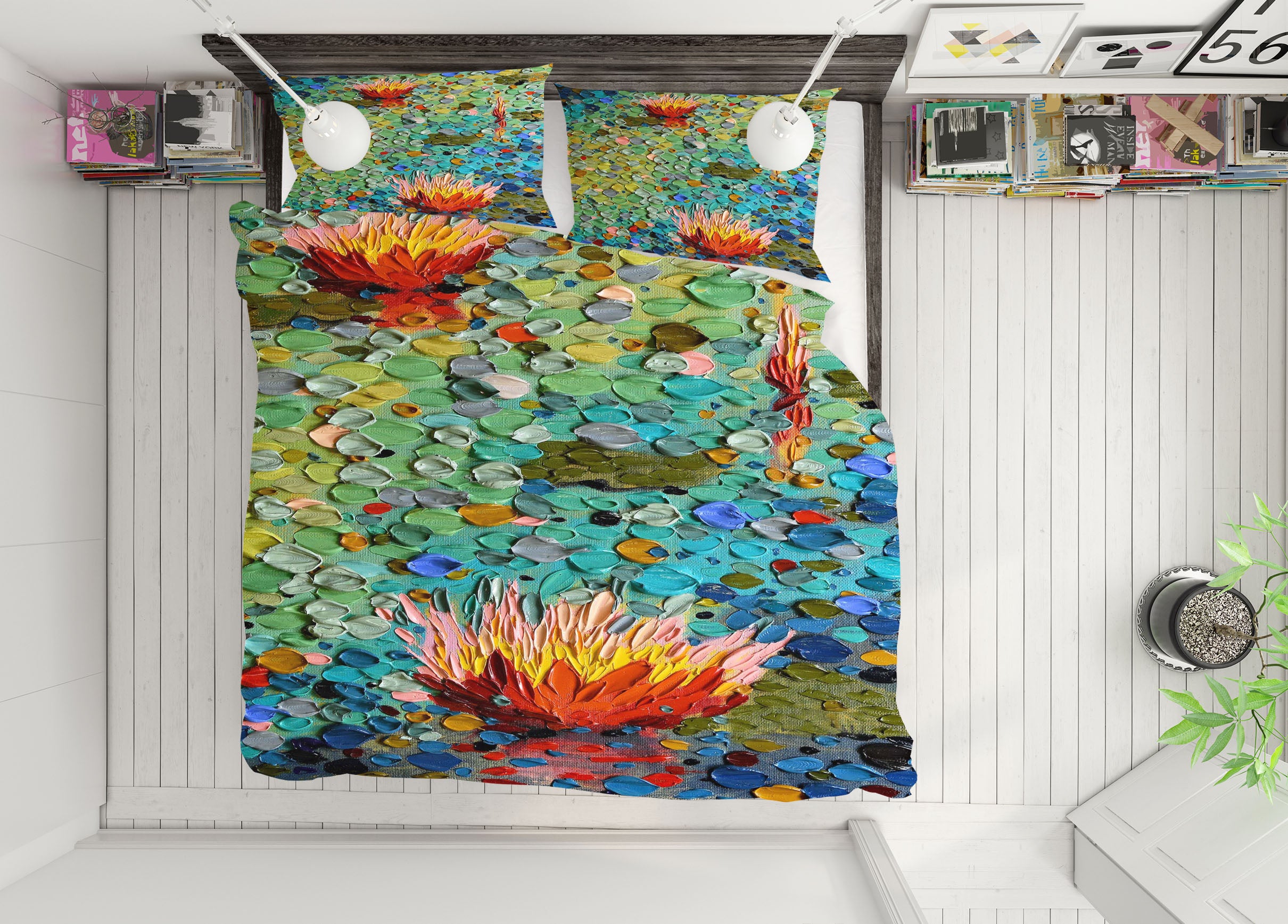 3D Lotus Pond 2120 Dena Tollefson bedding Bed Pillowcases Quilt