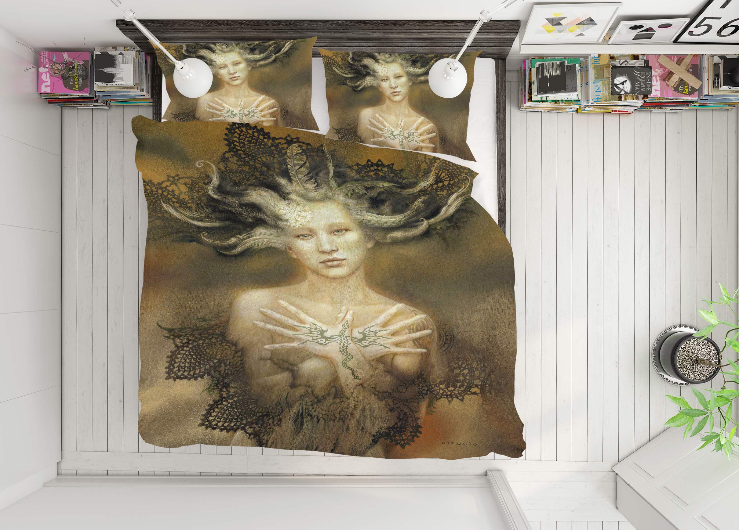 3D Dragon Woman 7028 Ciruelo Bedding Bed Pillowcases Quilt