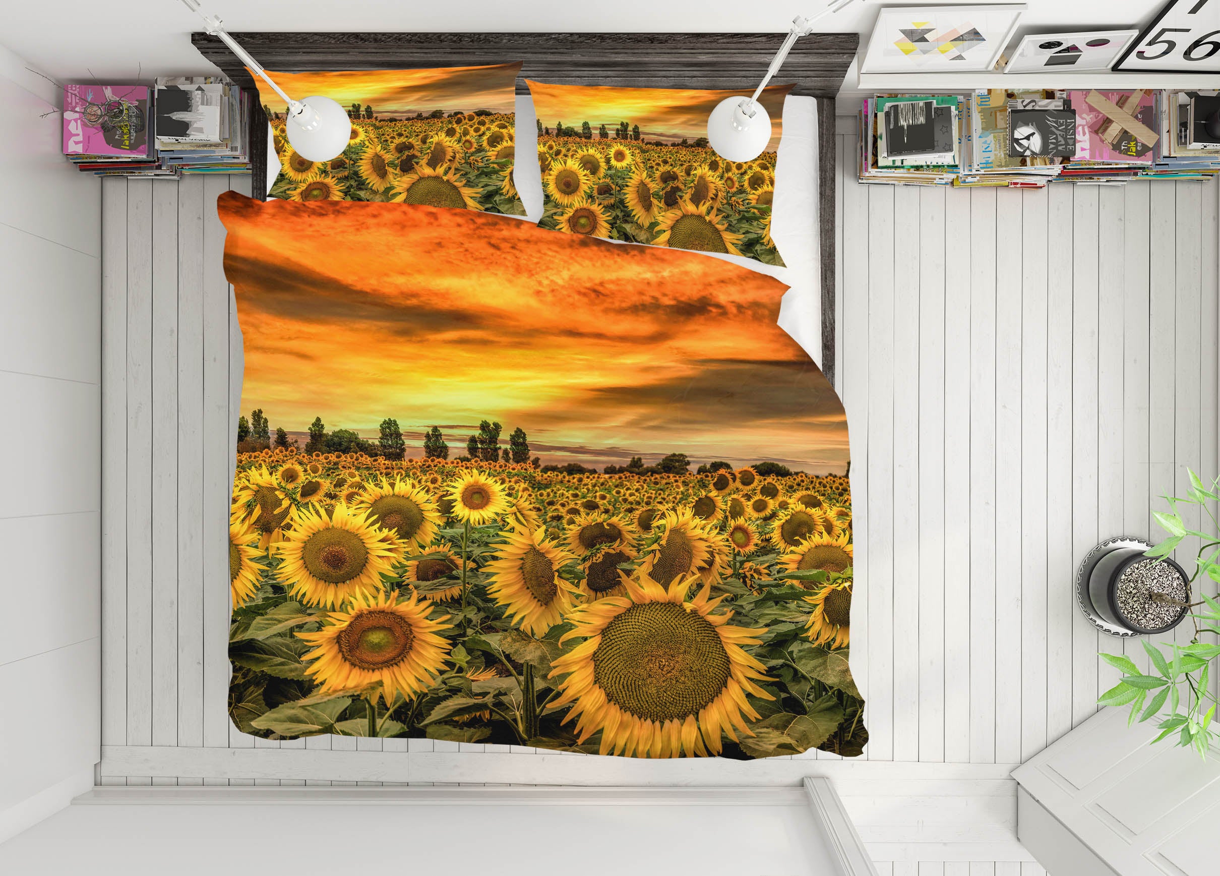 3D Tuscany Sunflowers Field 162 Marco Carmassi Bedding Bed Pillowcases Quilt