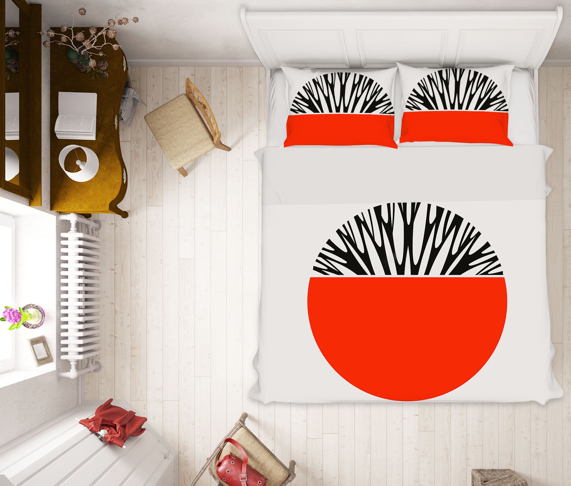 3D Red Semicircle 108 Boris Draschoff Bedding Bed Pillowcases Quilt