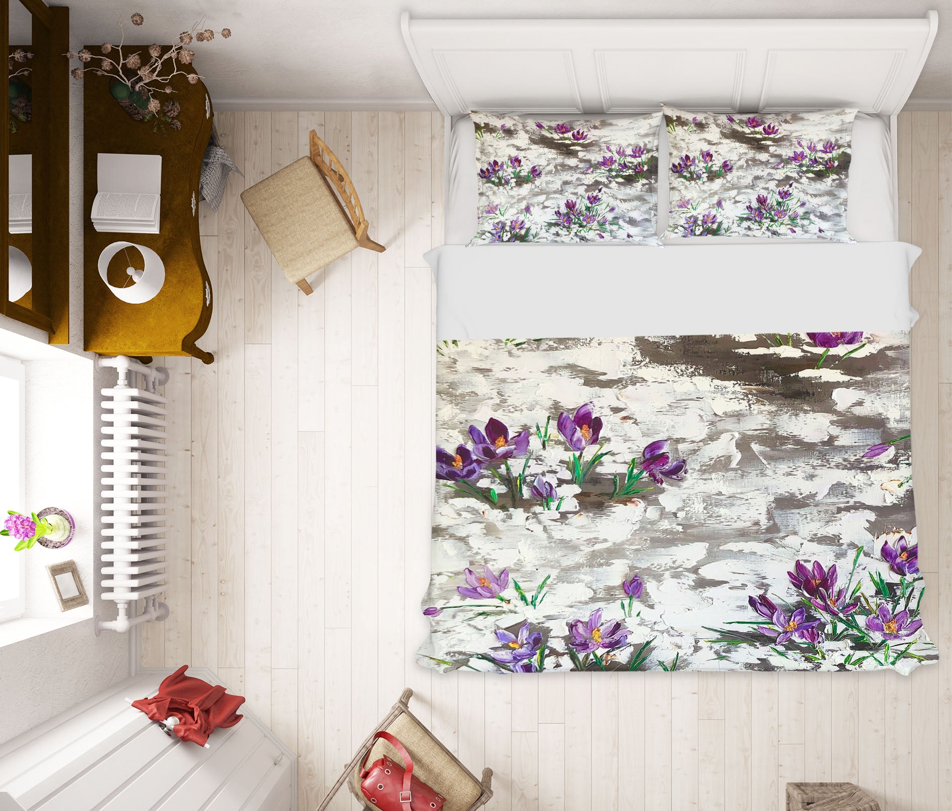 3D Purple Painted Flowers 523 Skromova Marina Bedding Bed Pillowcases Quilt