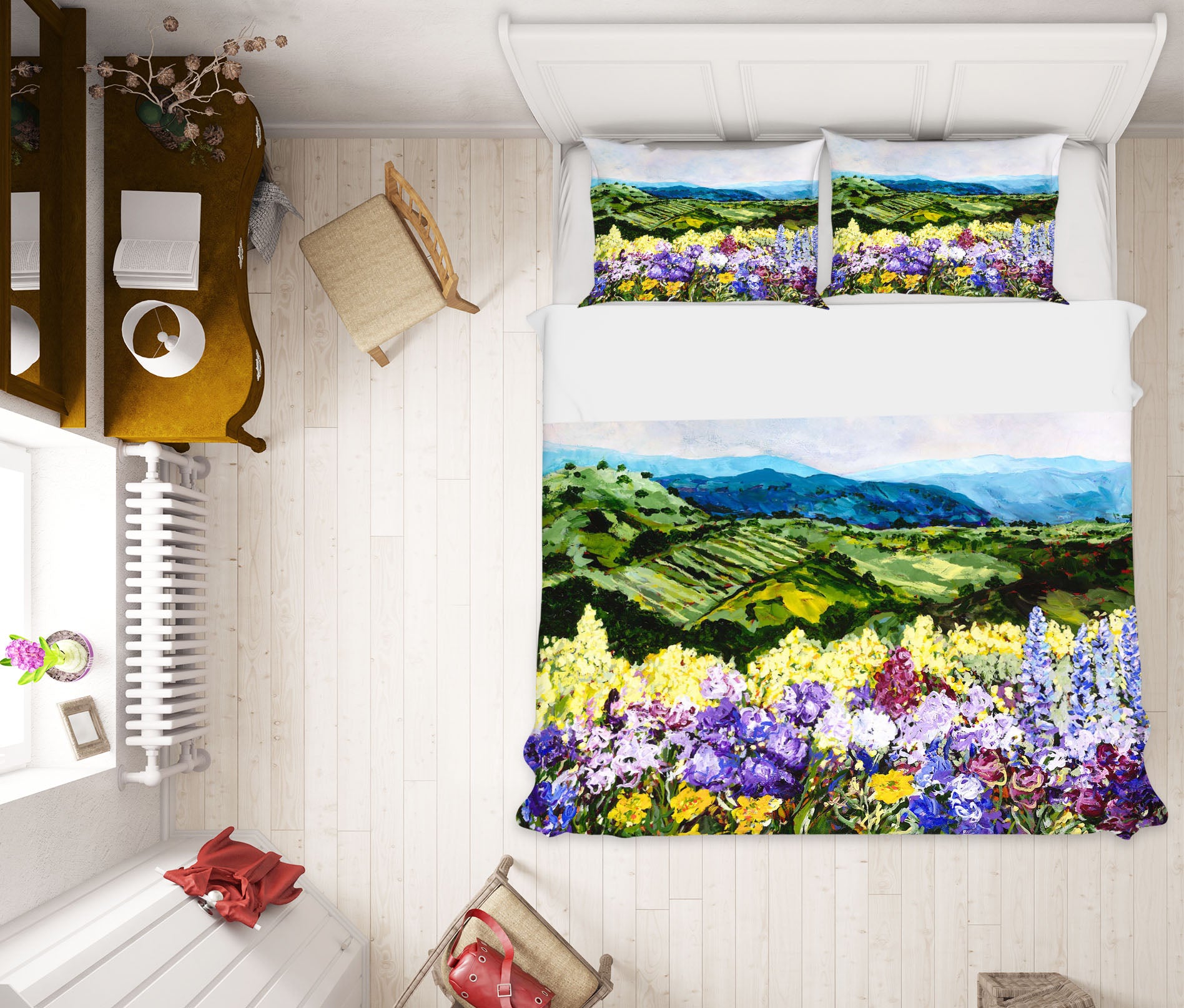 3D Wild Flowers 2007 Allan P. Friedlander Bedding Bed Pillowcases Quilt