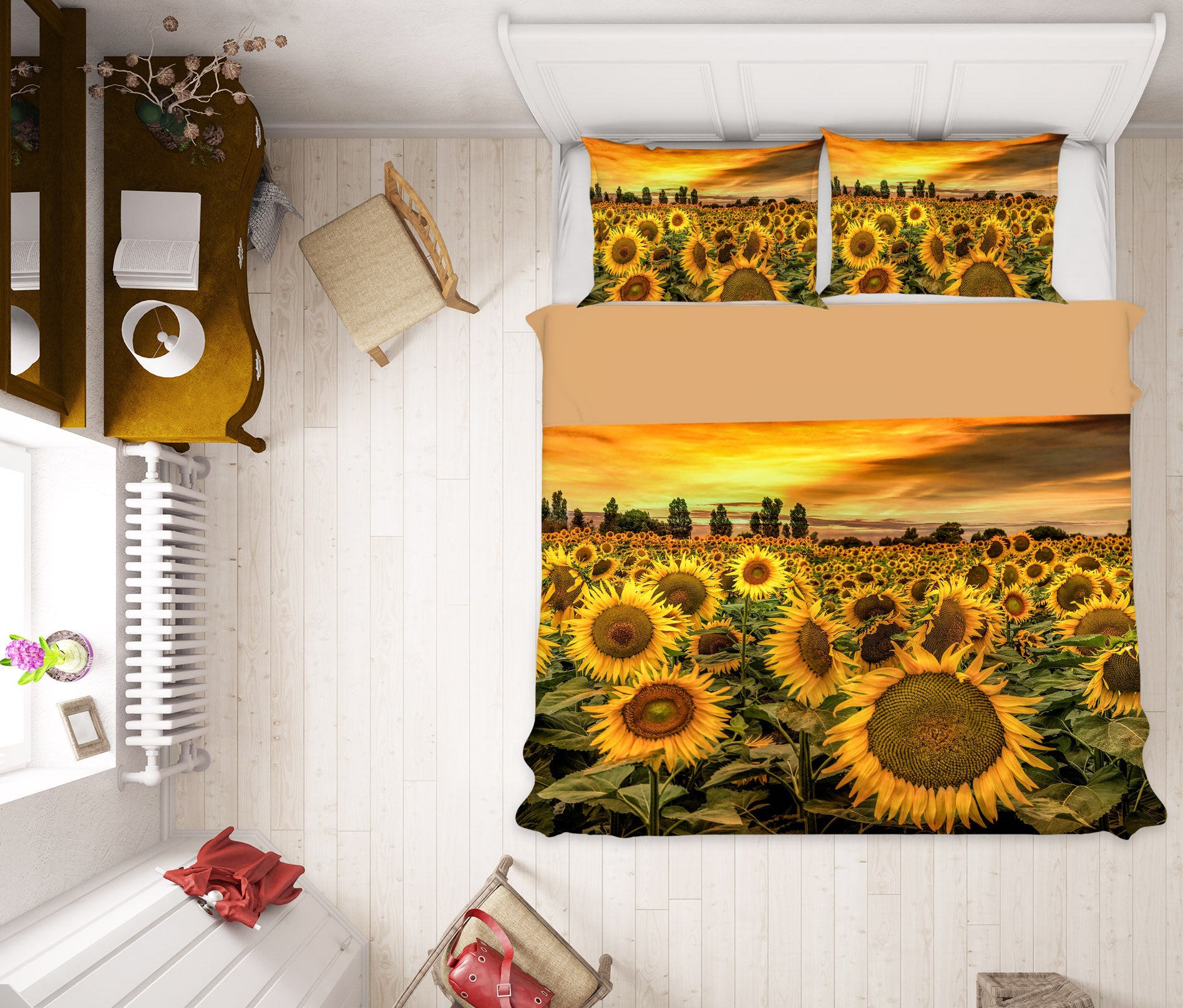 3D Tuscany Sunflowers Field 162 Marco Carmassi Bedding Bed Pillowcases Quilt