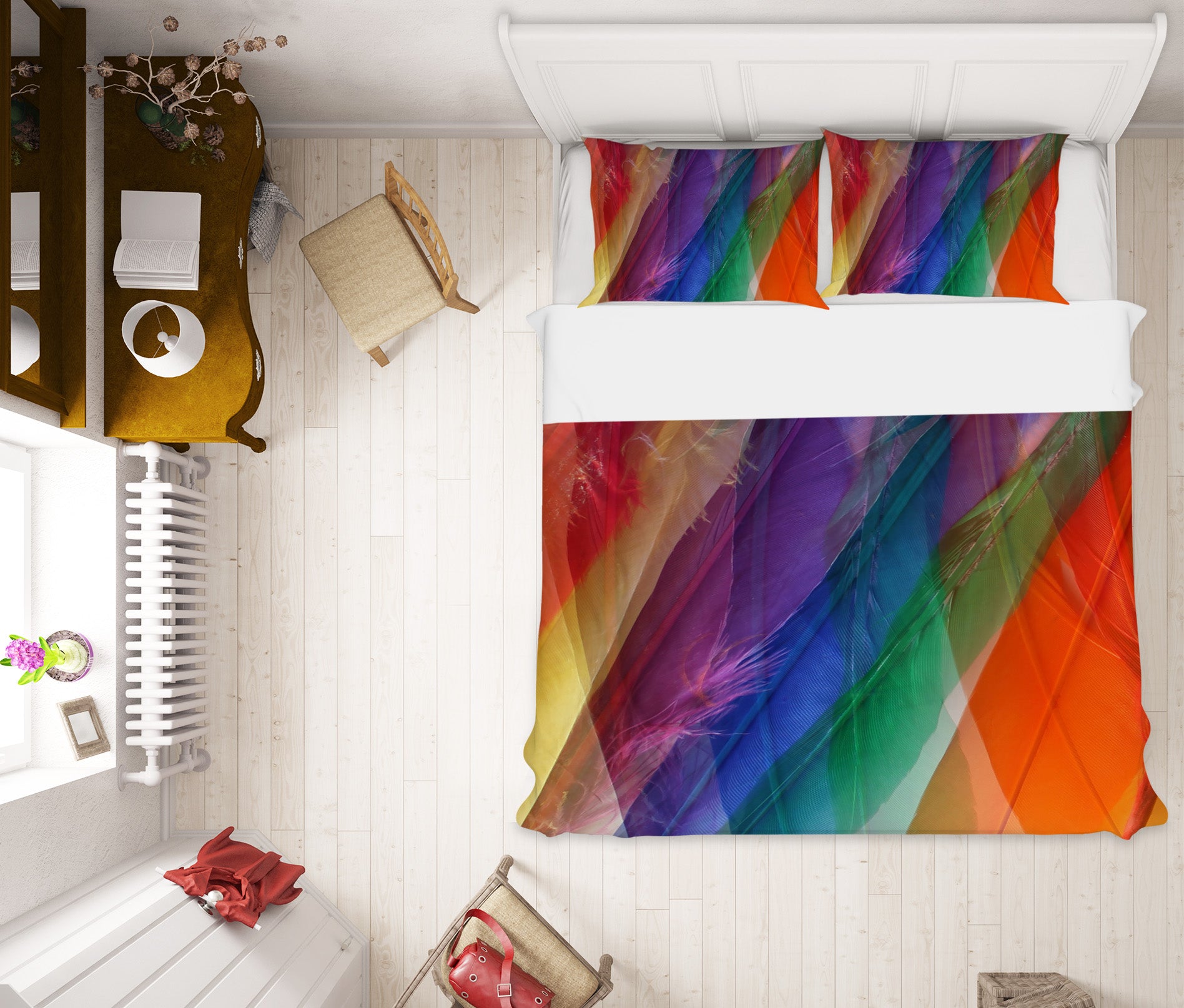 3D Colored Feathers 70166 Shandra Smith Bedding Bed Pillowcases Quilt