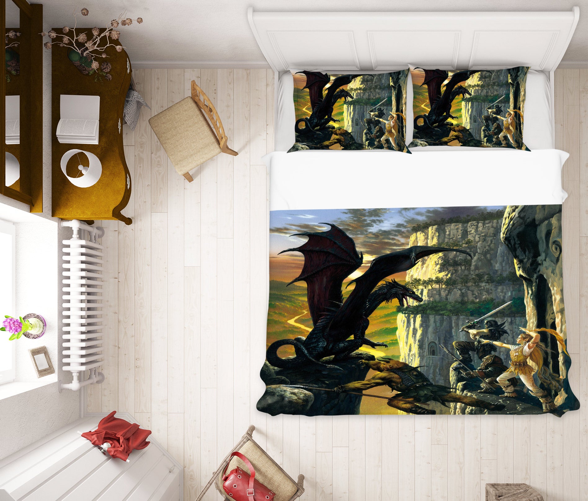 3D Rock Dragon Warrior 6200 Ciruelo Bedding Bed Pillowcases Quilt