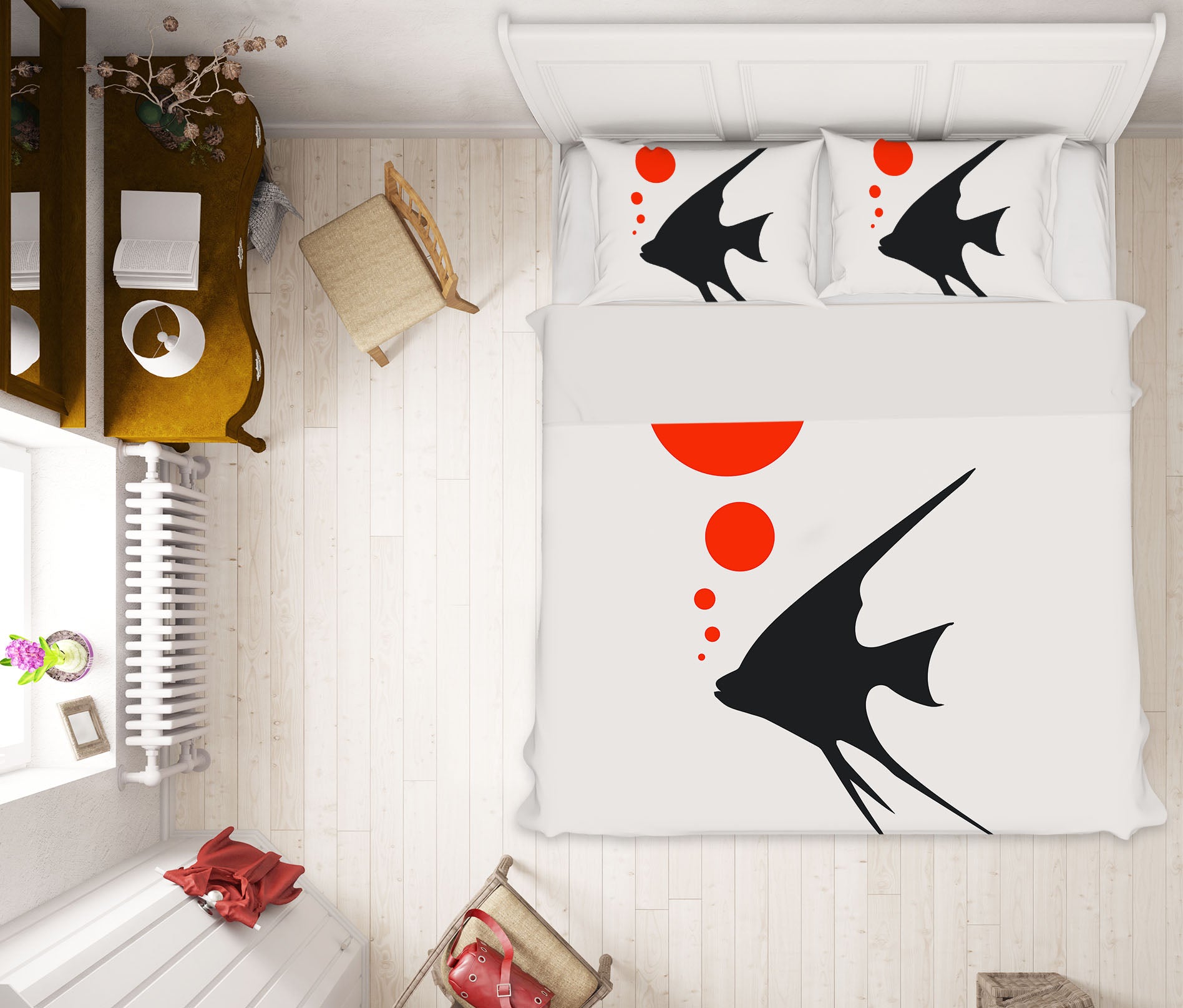 3D Fish Red Bubbles 115 Boris Draschoff Bedding Bed Pillowcases Quilt