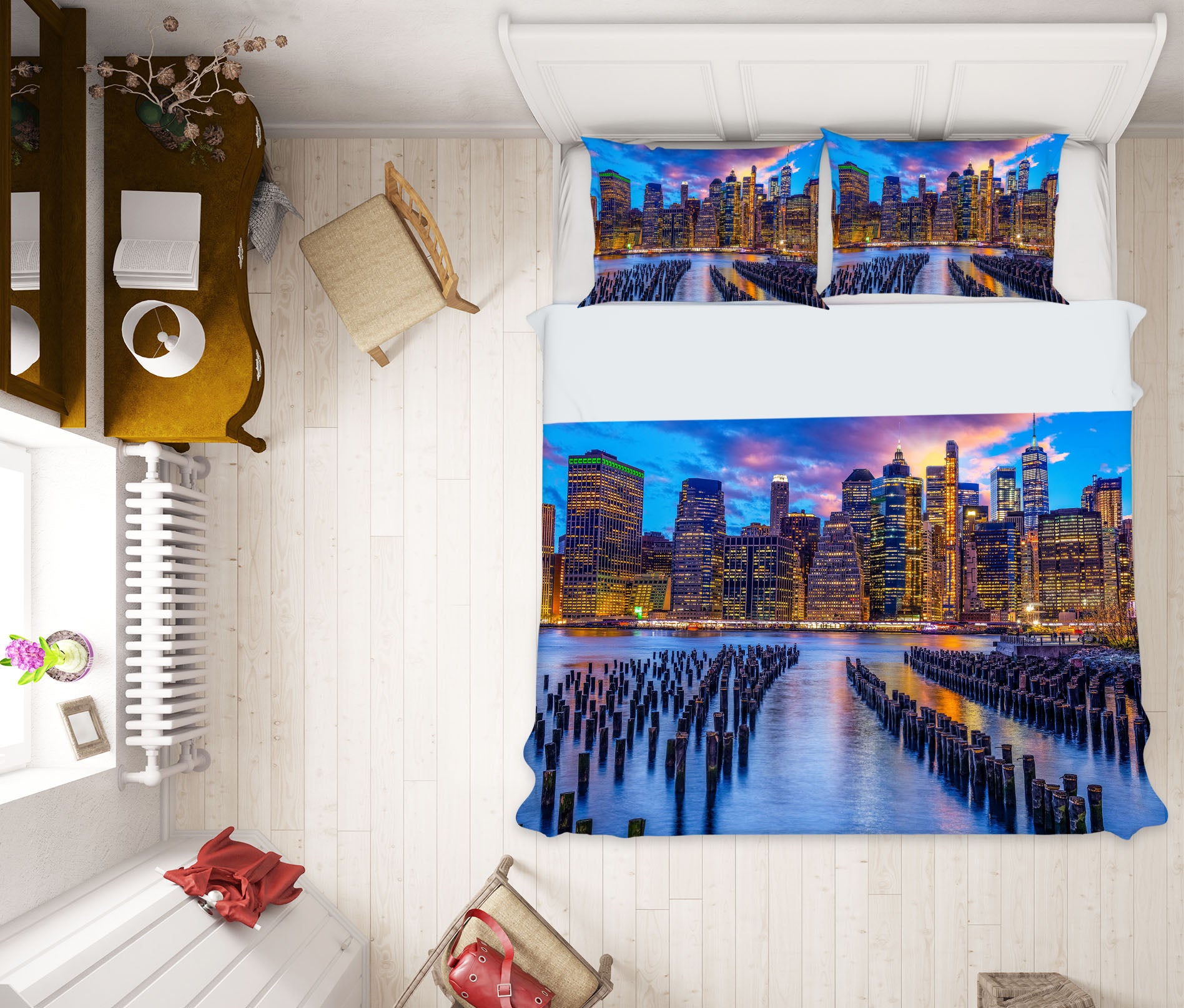 3D Night City River 127 Marco Carmassi Bedding Bed Pillowcases Quilt