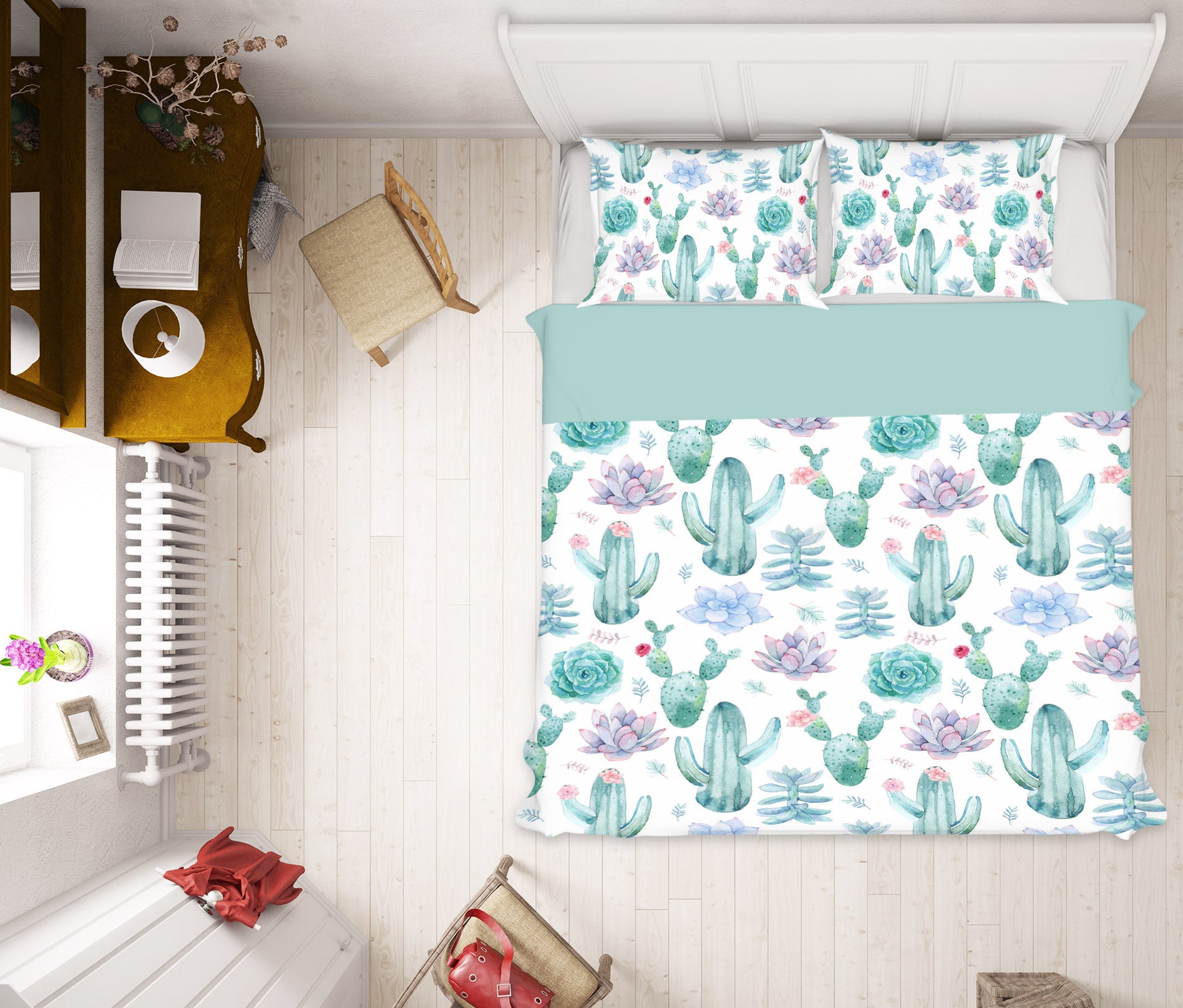 3D Blue Cactus 079 Uta Naumann Bedding Bed Pillowcases Quilt