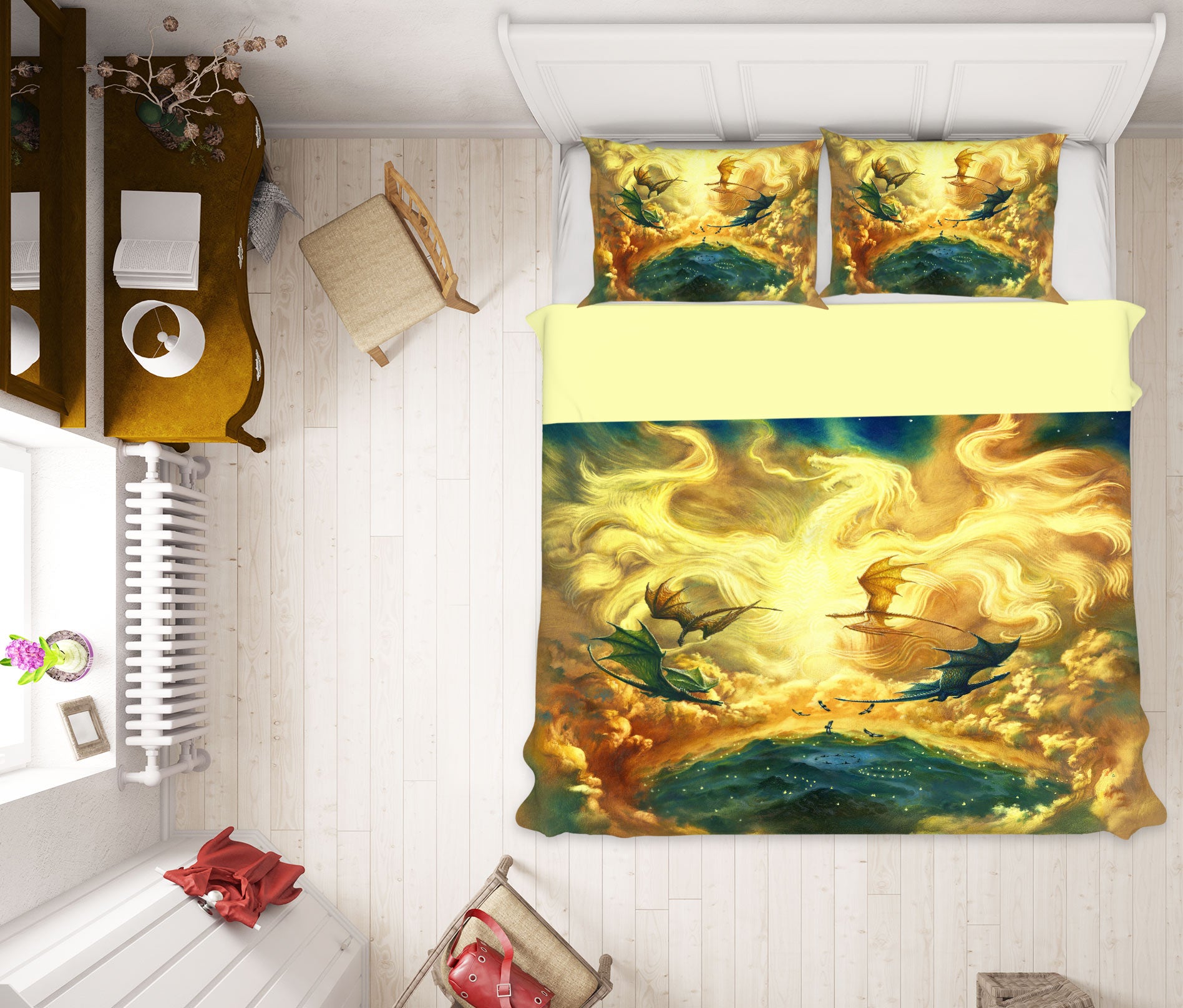 3D Dragon Pattern Stone 7026 Ciruelo Bedding Bed Pillowcases Quilt