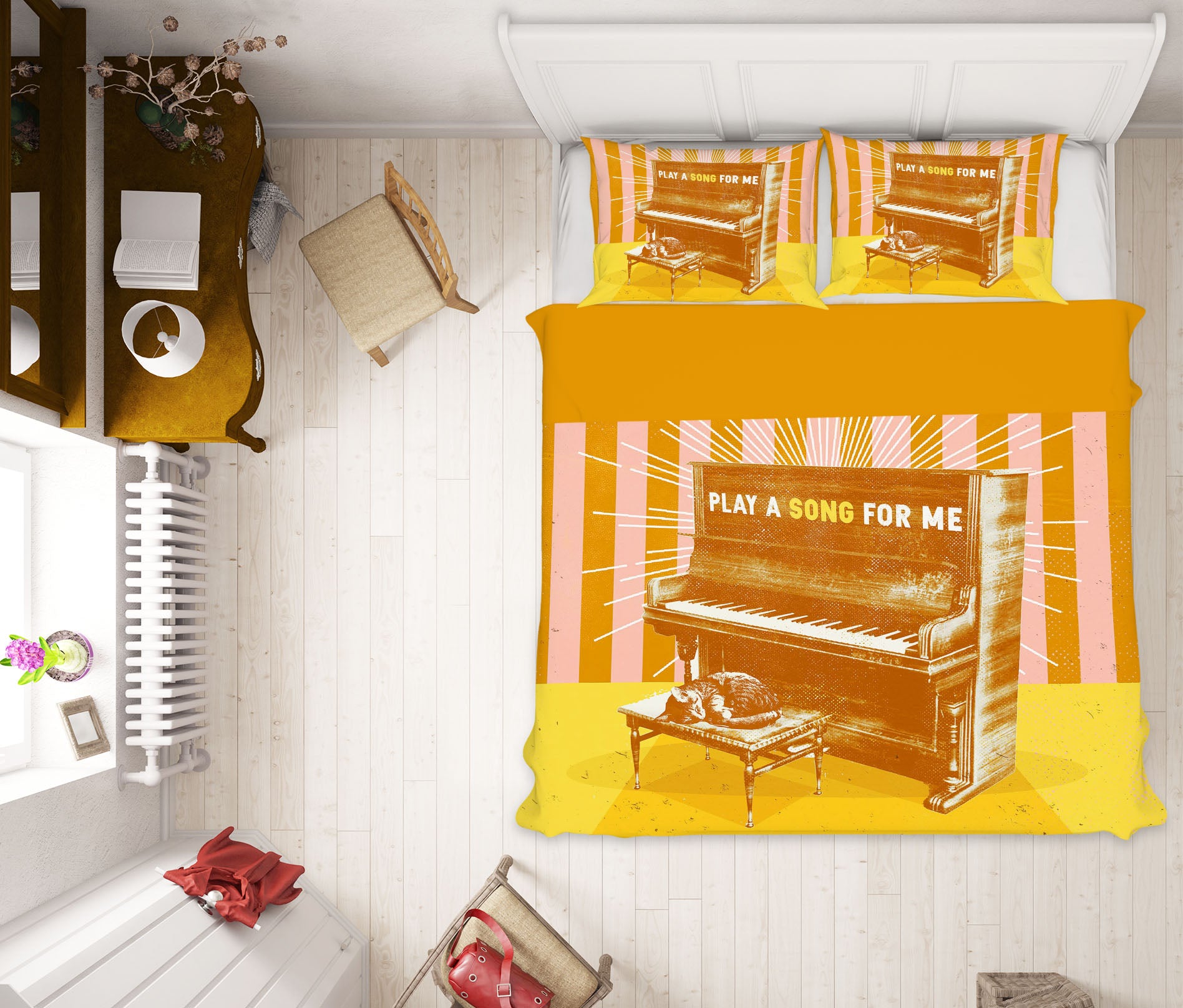 3D Play Piano 2110 Showdeer Bedding Bed Pillowcases Quilt