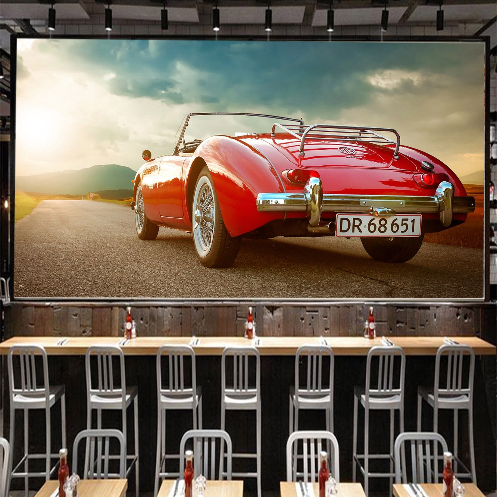 3D Asphalt Red Car 901 Vehicle Wall Murals Wallpaper AJ Wallpaper 2
