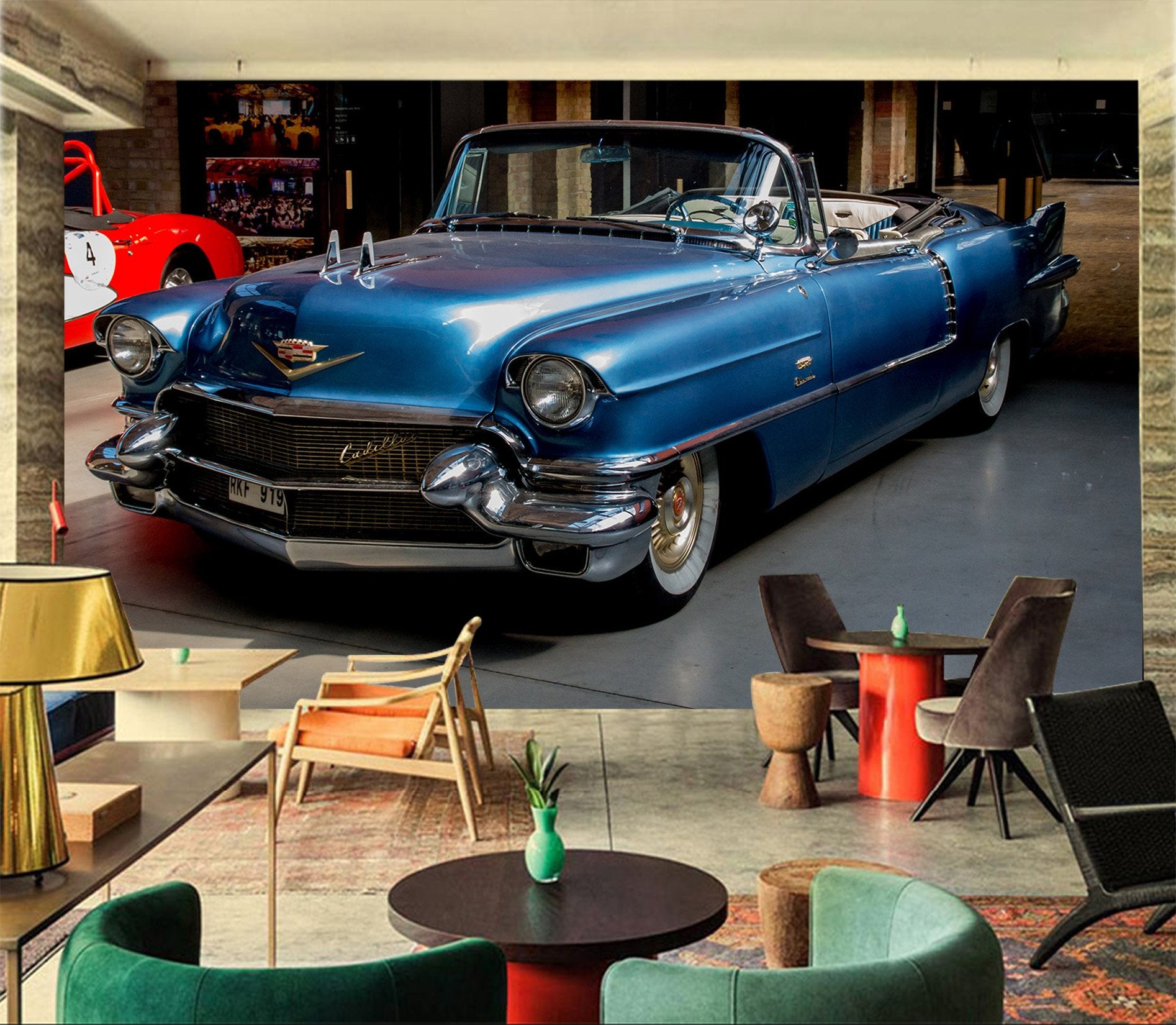 3D Atuo Blue 911 Vehicle Wall Murals Wallpaper AJ Wallpaper 2