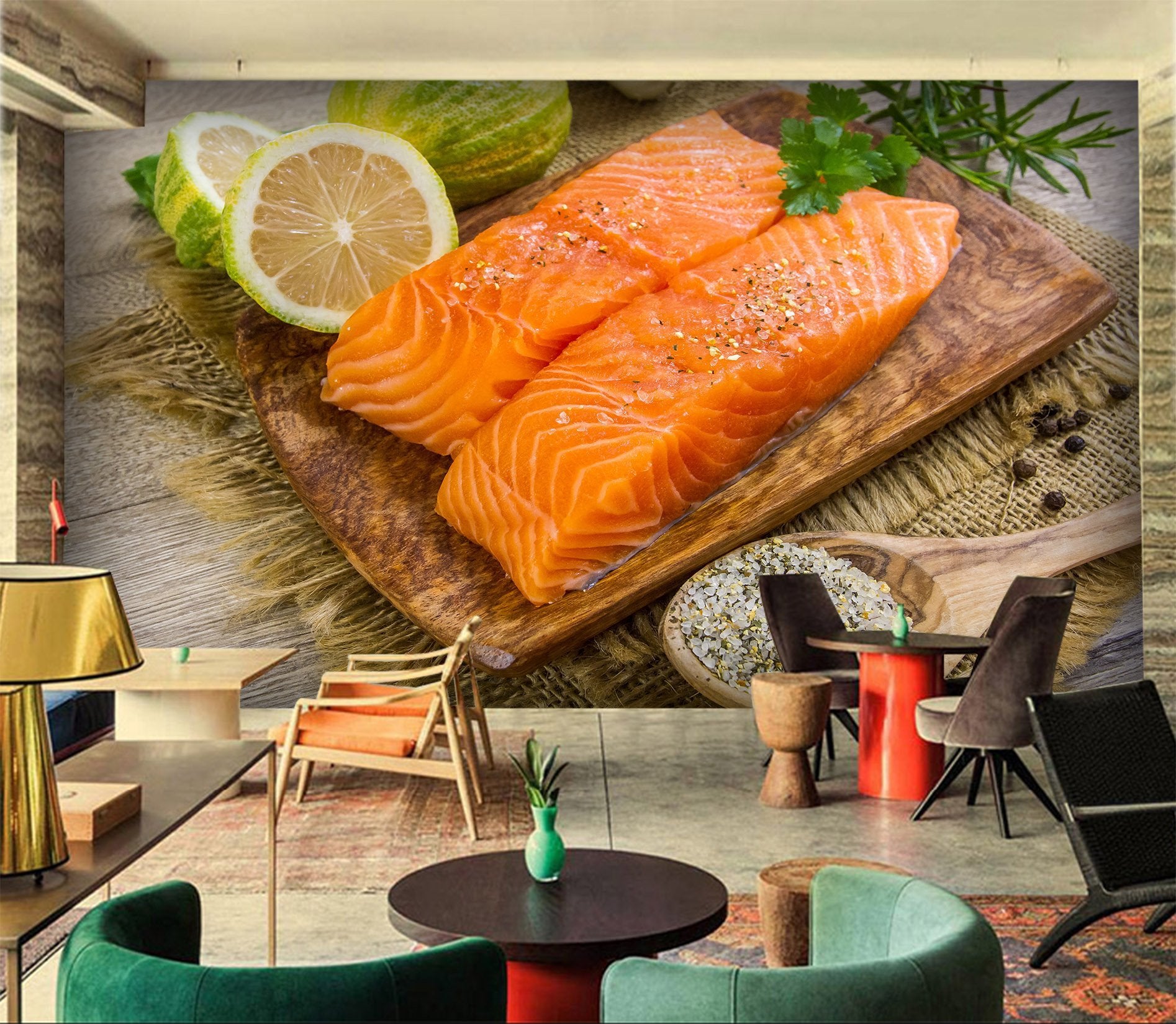 3D Fish Steak Lemon 098 Wallpaper AJ Wallpaper