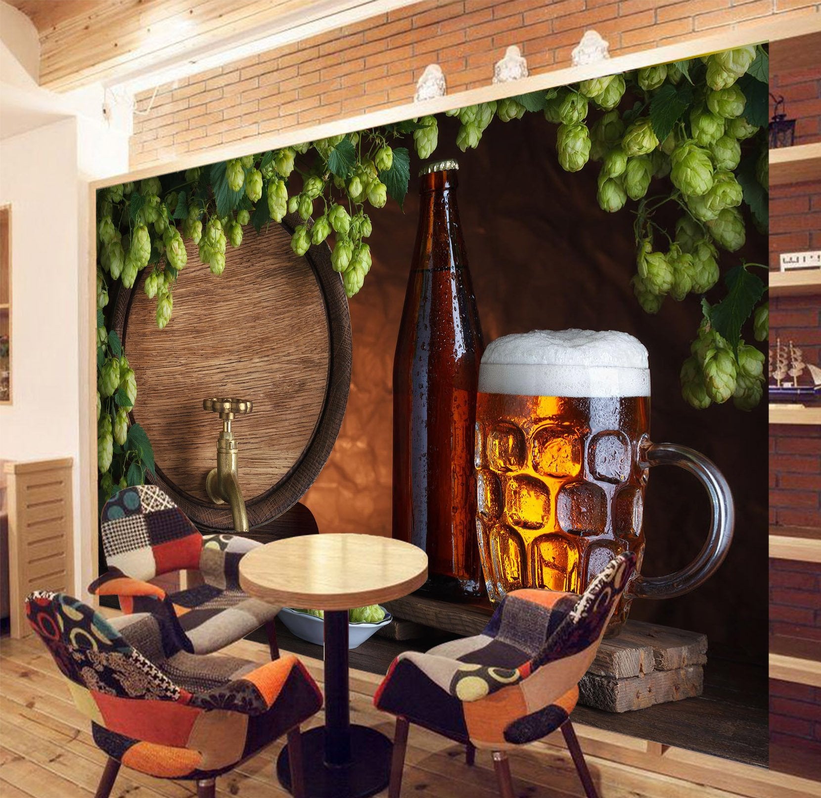 3D Beer Fruit Bottle 33 Wall Murals Wallpaper AJ Wallpaper 2