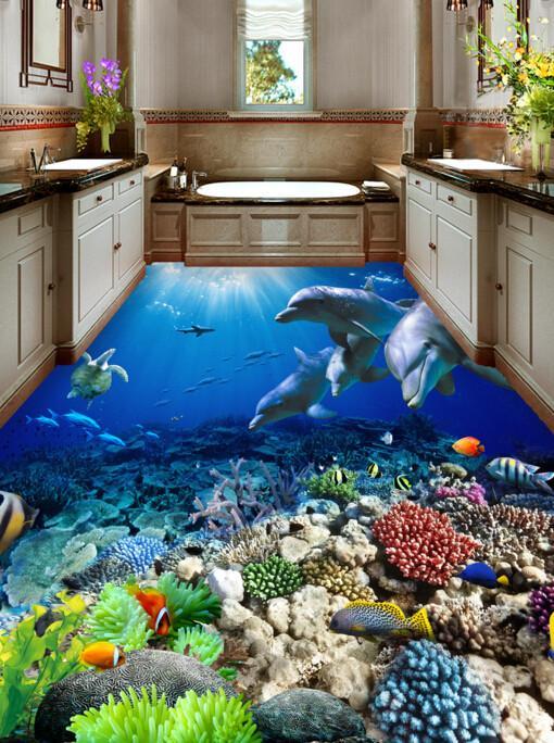 3D Seabed Creatures Floor Mural Wallpaper AJ Wallpaper 2