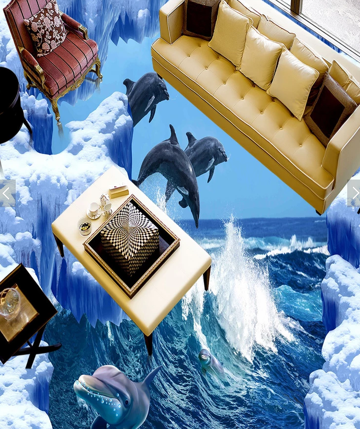 3D Iceberg Dolphin 536 Floor Mural Wallpaper Murals Rug & Mat Print Epoxy waterproof bath floor
