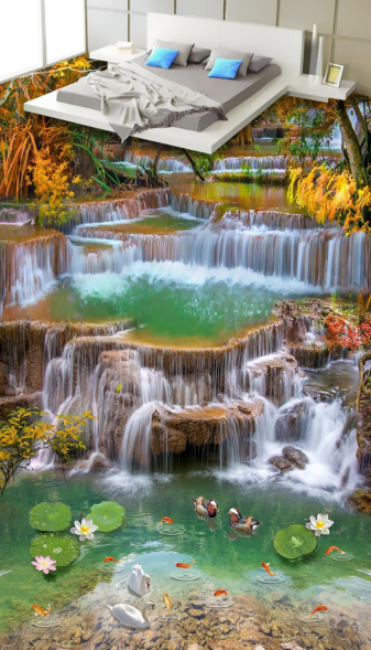 3D Fish River 319 Floor Mural Wallpaper AJ Wallpaper 2