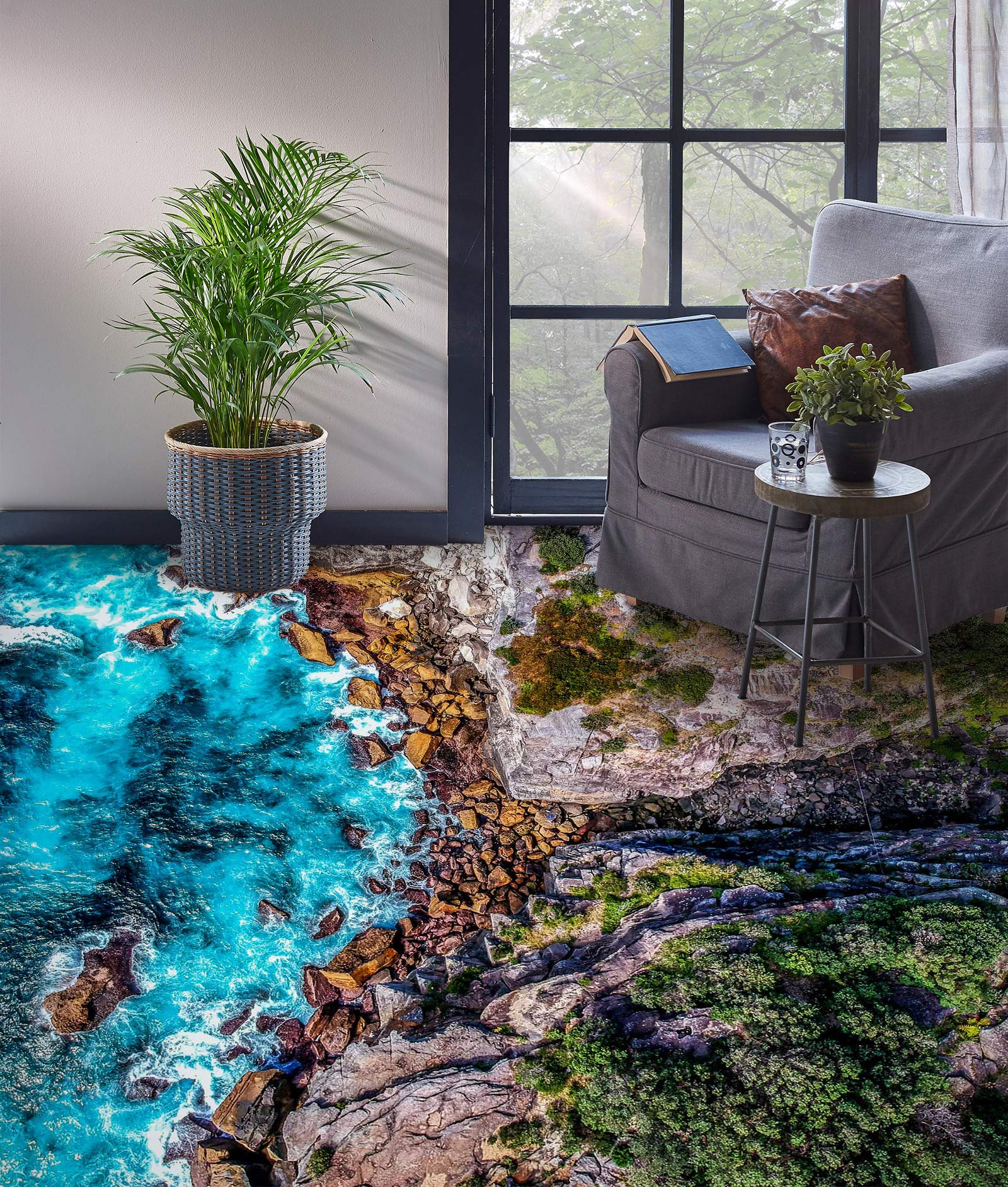 3D Shiny Blue Sea 118 Floor Mural Wallpaper Murals Rug & Mat Print Epoxy waterproof bath floor