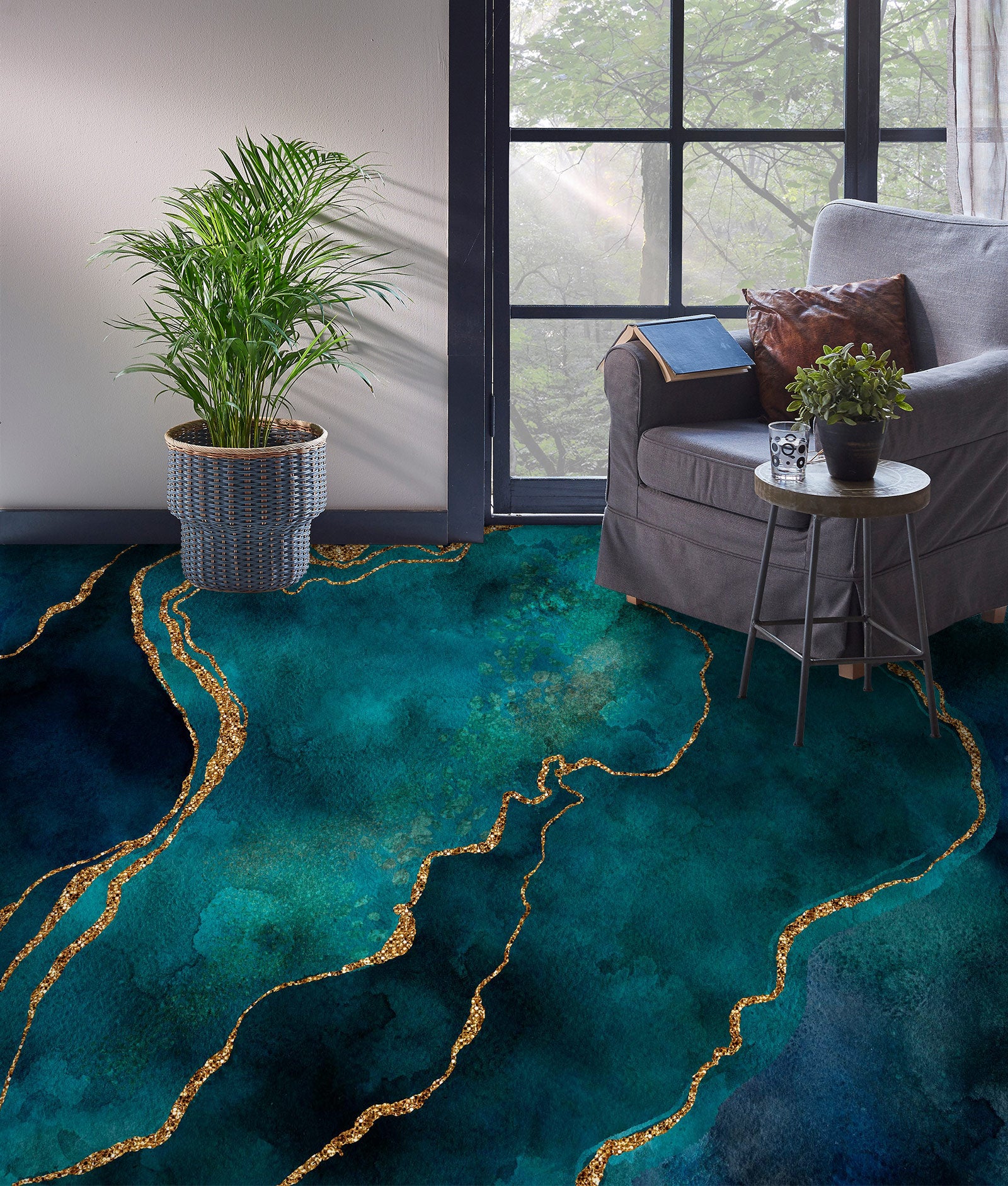 3D Green Pattern Phnom Penh 102133 Andrea Haase Floor Mural Wallpaper Murals Self-Adhesive Removable Print Epoxy