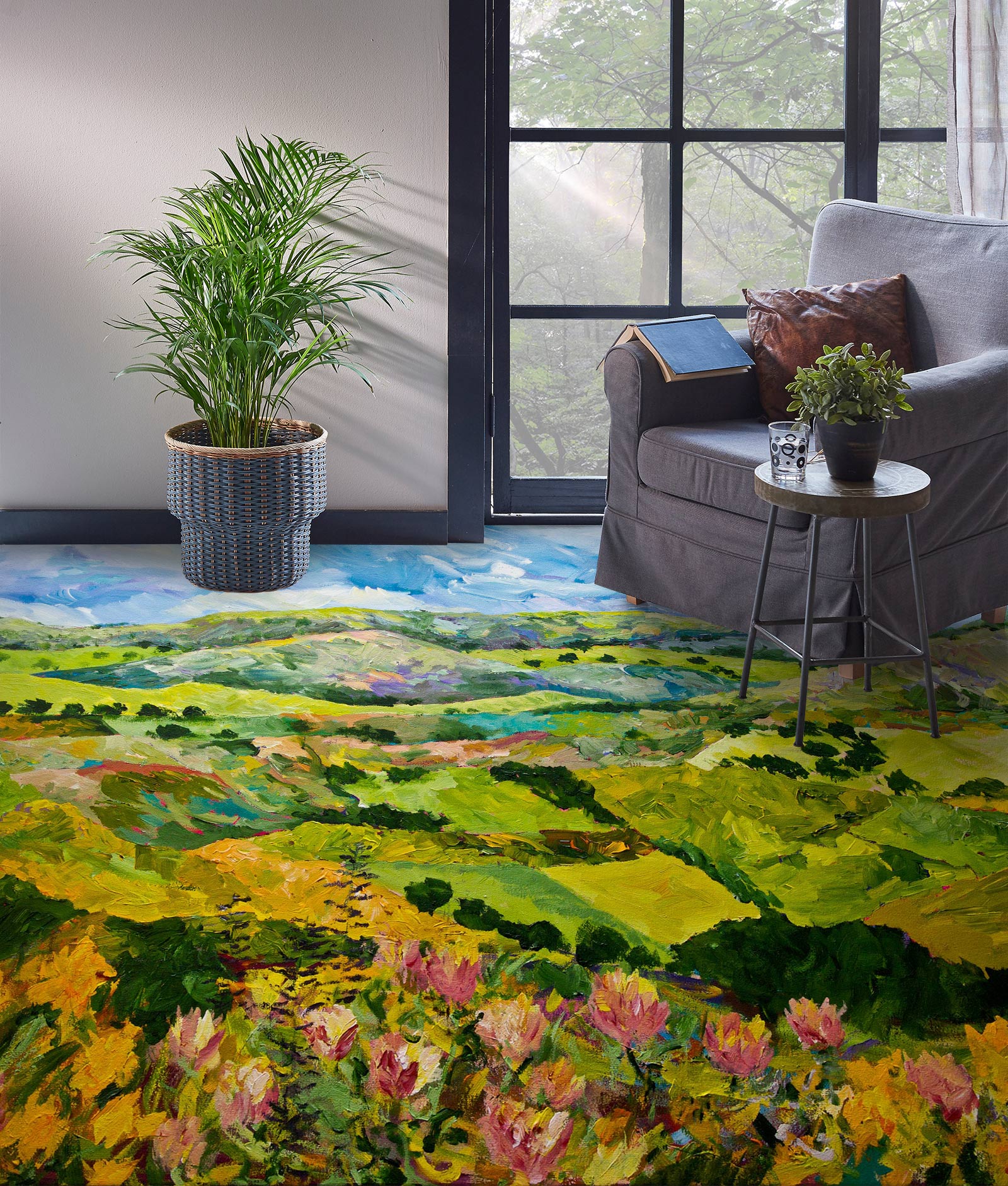 3D Lawn Hillside Flowers 9622 Allan P. Friedlander Floor Mural Wallpaper Murals Self-Adhesive Removable Print Epoxy