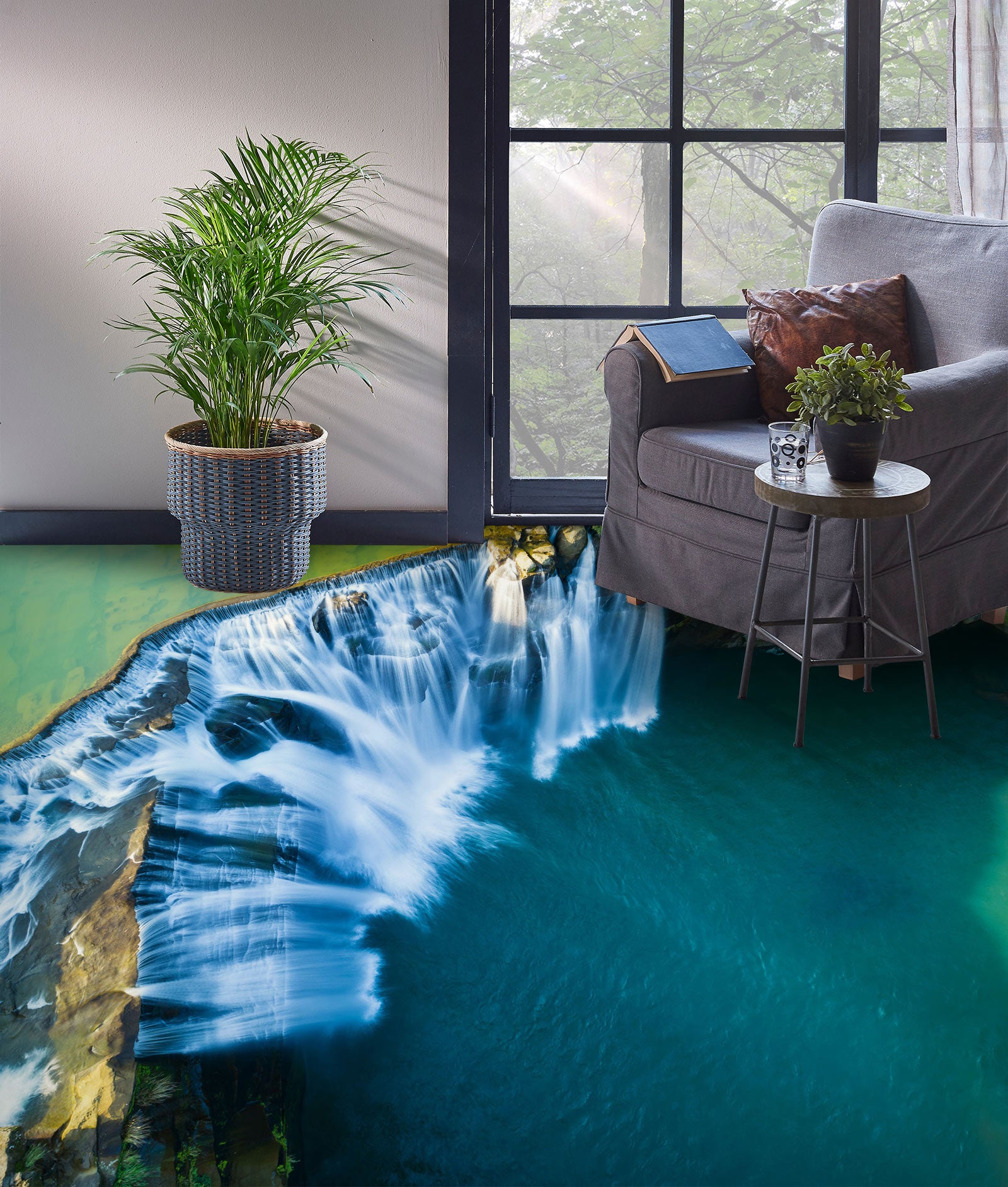 3D Light Blue Waterfall 117 Floor Mural Wallpaper Murals Rug & Mat Print Epoxy waterproof bath floor