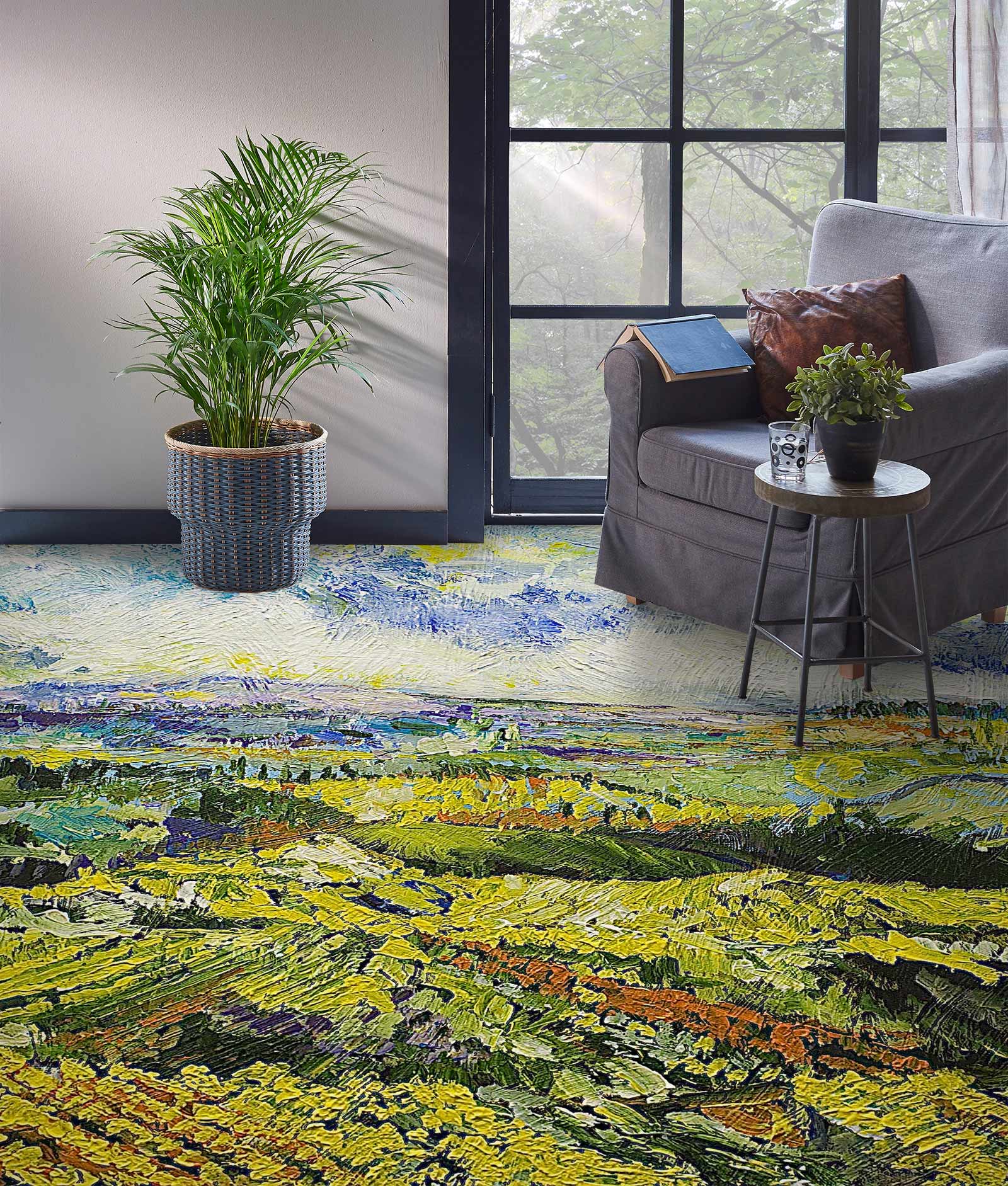 3D Lawn Field Hillside 9520 Allan P. Friedlander Floor Mural Wallpaper Murals Self-Adhesive Removable Print Epoxy