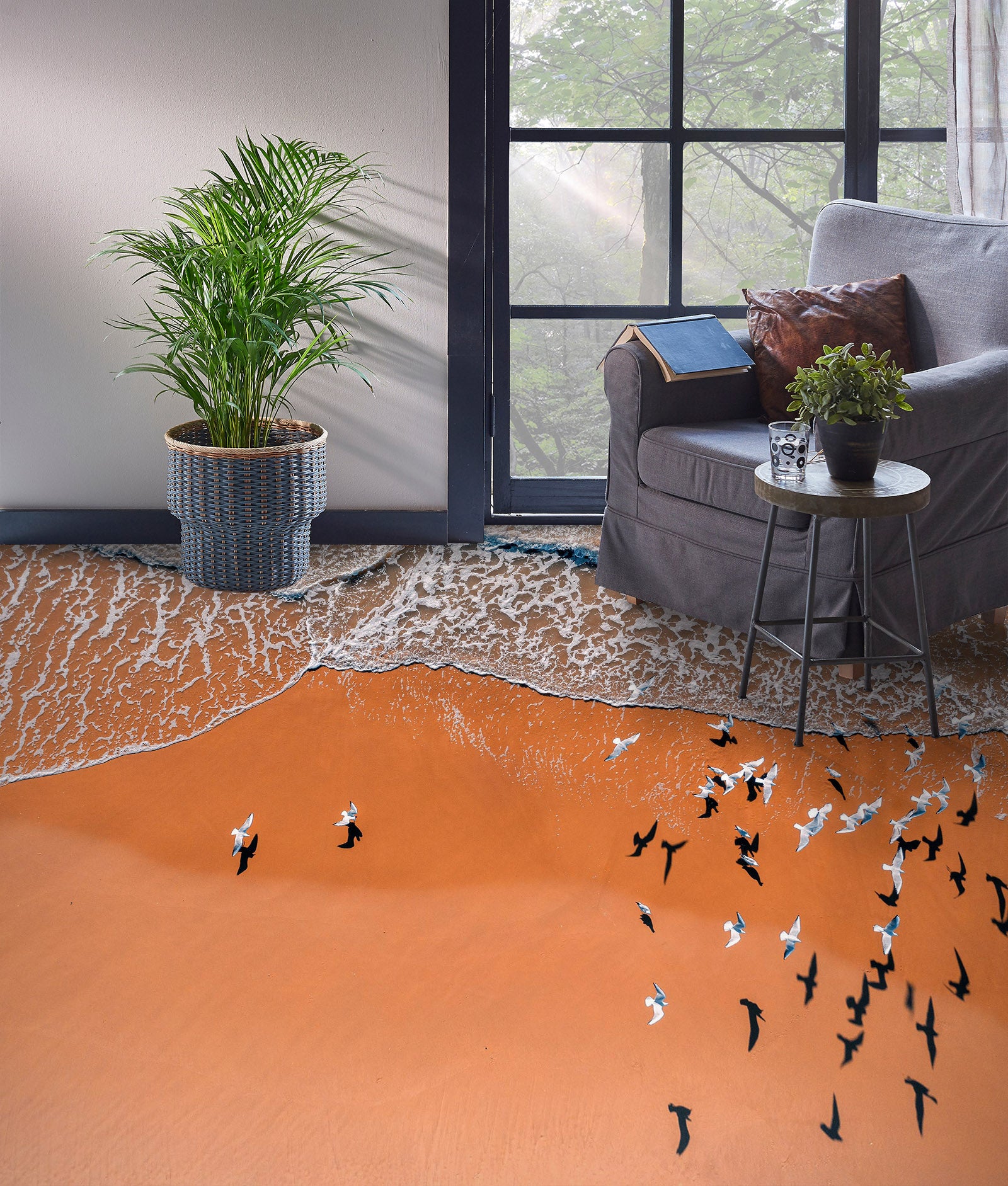 3D Black And White Birds 873 Floor Mural Wallpaper Murals Rug & Mat Print Epoxy waterproof bath floor