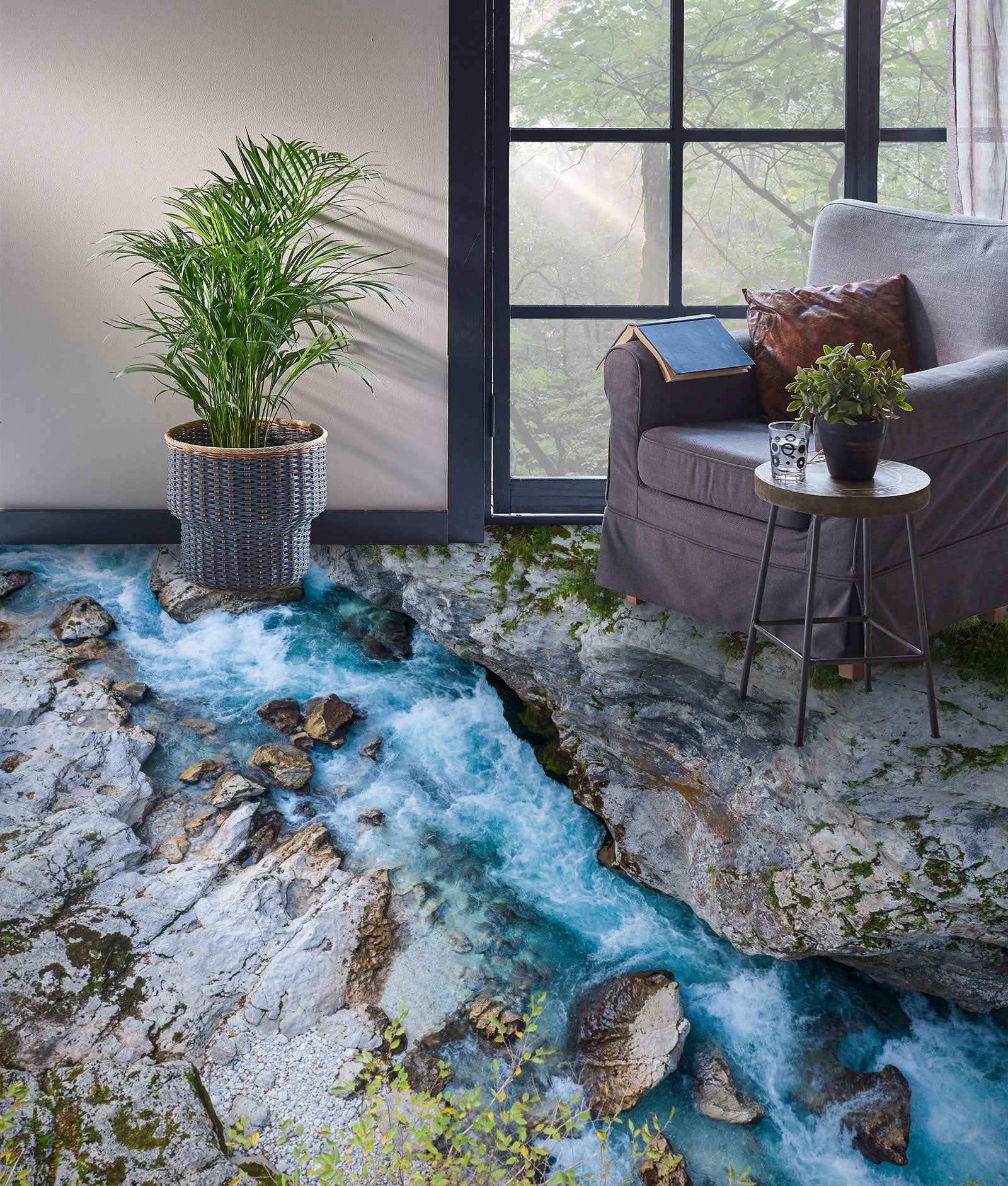 3D Narrow Turbulent River 474 Floor Mural Wallpaper Murals Rug & Mat Print Epoxy waterproof bath floor