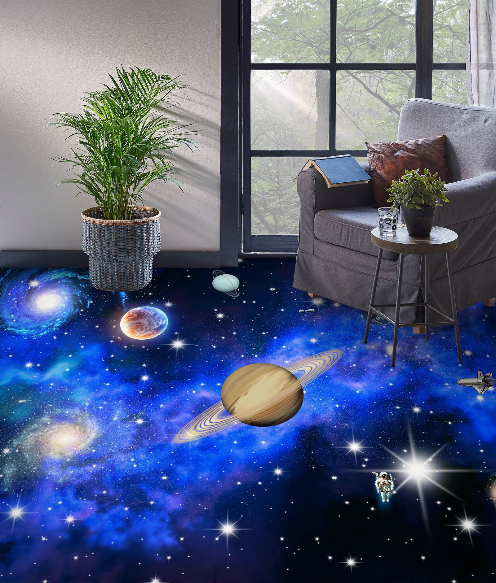 3D Fantasy Saturn 427 Floor Mural Wallpaper Murals Rug & Mat Print Epoxy waterproof bath floor