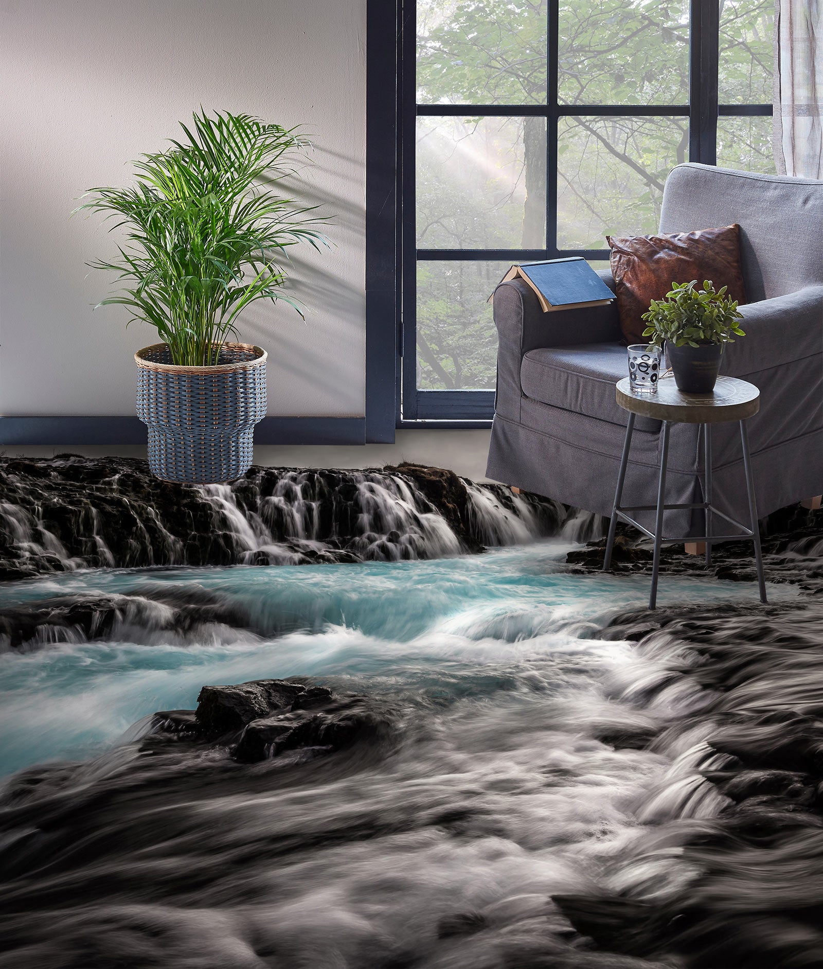 3D Two-color Sea 622 Floor Mural