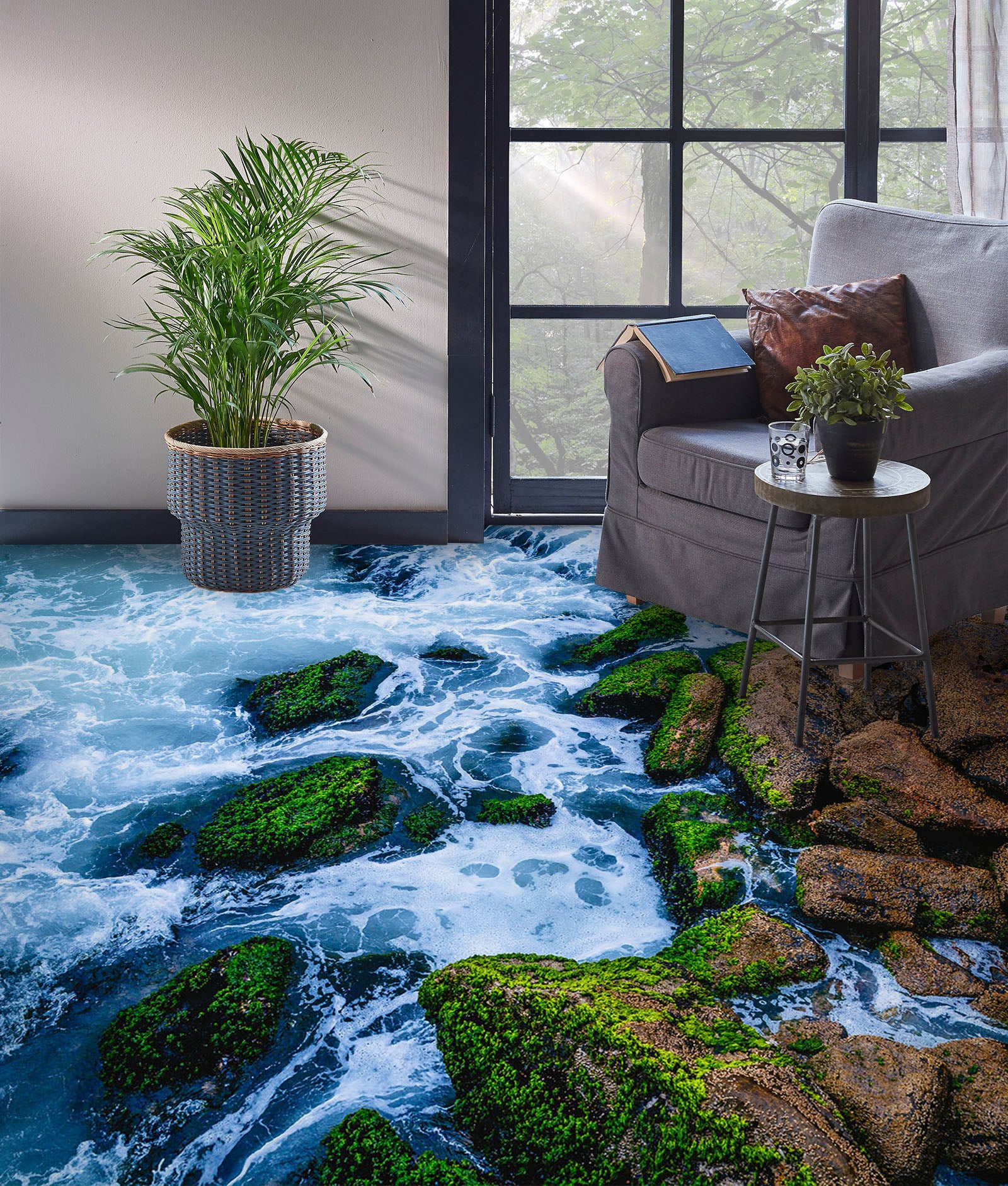 3D Stone Moss 331 Floor Mural Wallpaper Murals Rug & Mat Print Epoxy waterproof bath floor