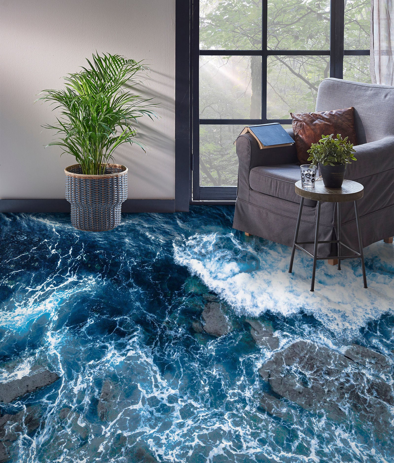 3D Deep Blue Water Spreading 825 Floor Mural Wallpaper Murals Rug & Mat Print Epoxy waterproof bath floor