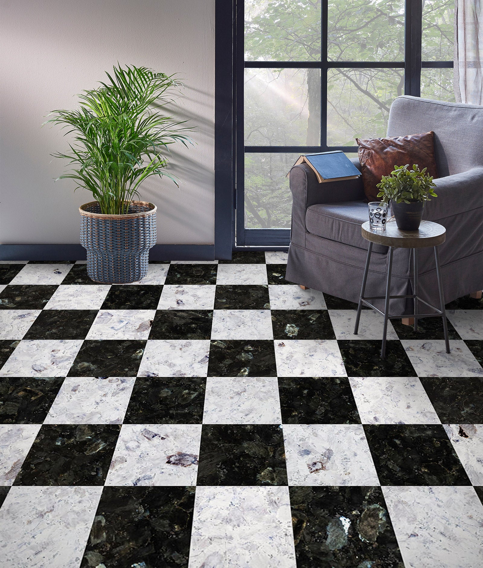 3D Textured Black And White Squares 966 Floor Mural Wallpaper Murals Self-Adhesive Removable Print Epoxy