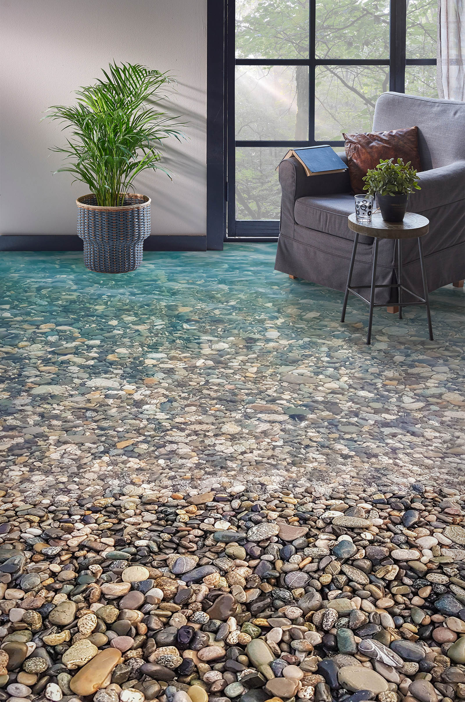 3D Stones In The Sea 886 Floor Mural Wallpaper Murals Rug & Mat Print Epoxy waterproof bath floor