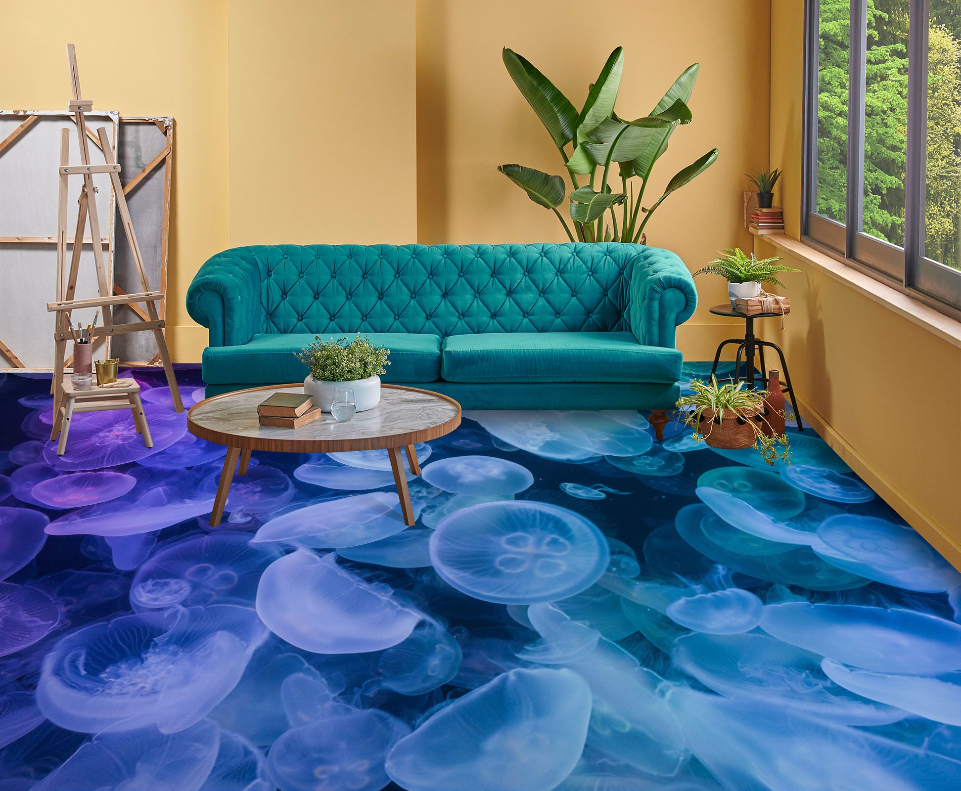 3D Purple Jellyfish 665 Floor Mural Wallpaper Murals Rug & Mat Print Epoxy waterproof bath floor