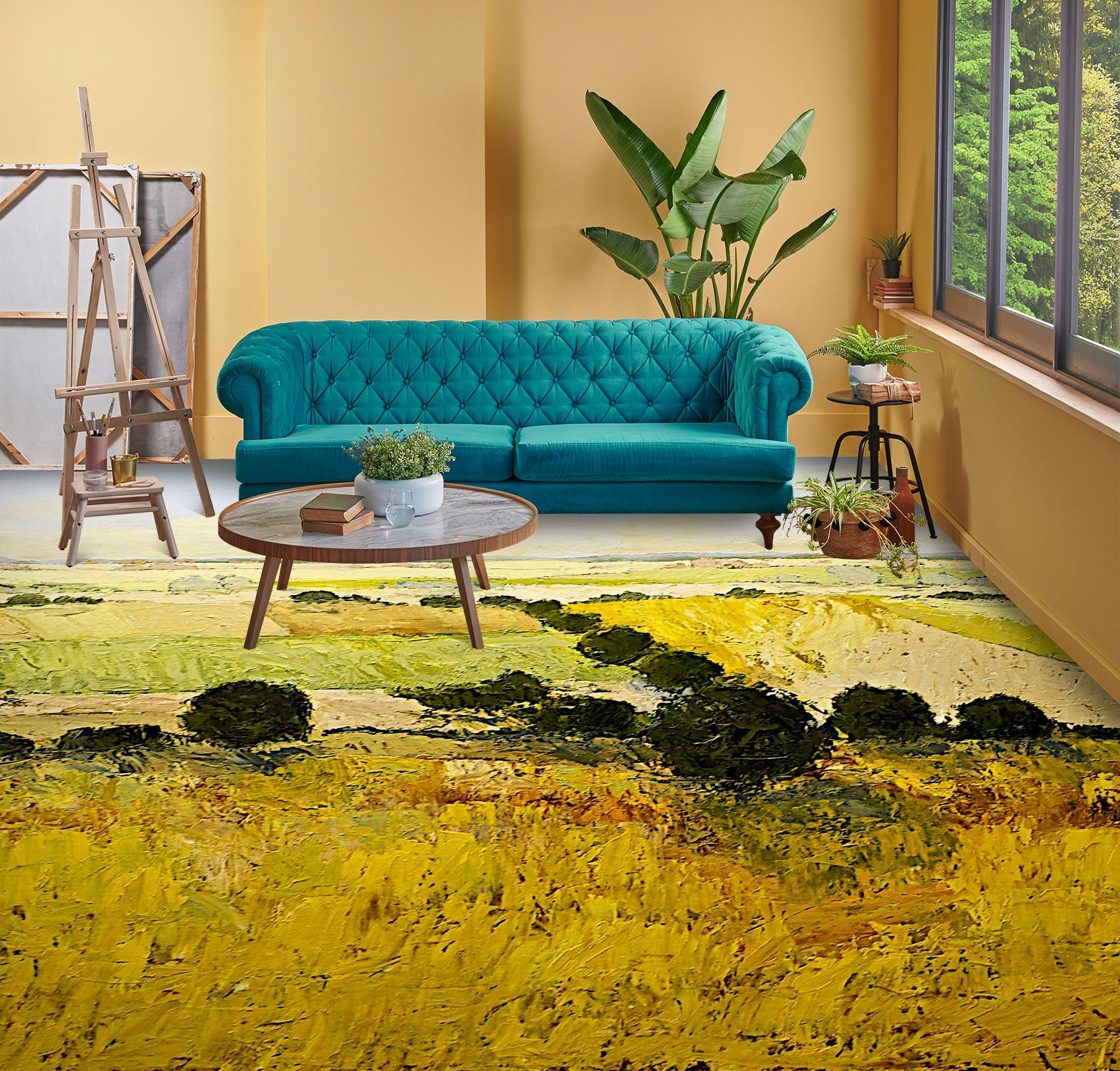 3D Golden Grass 9521 Allan P. Friedlander Floor Mural Wallpaper Murals Self-Adhesive Removable Print Epoxy
