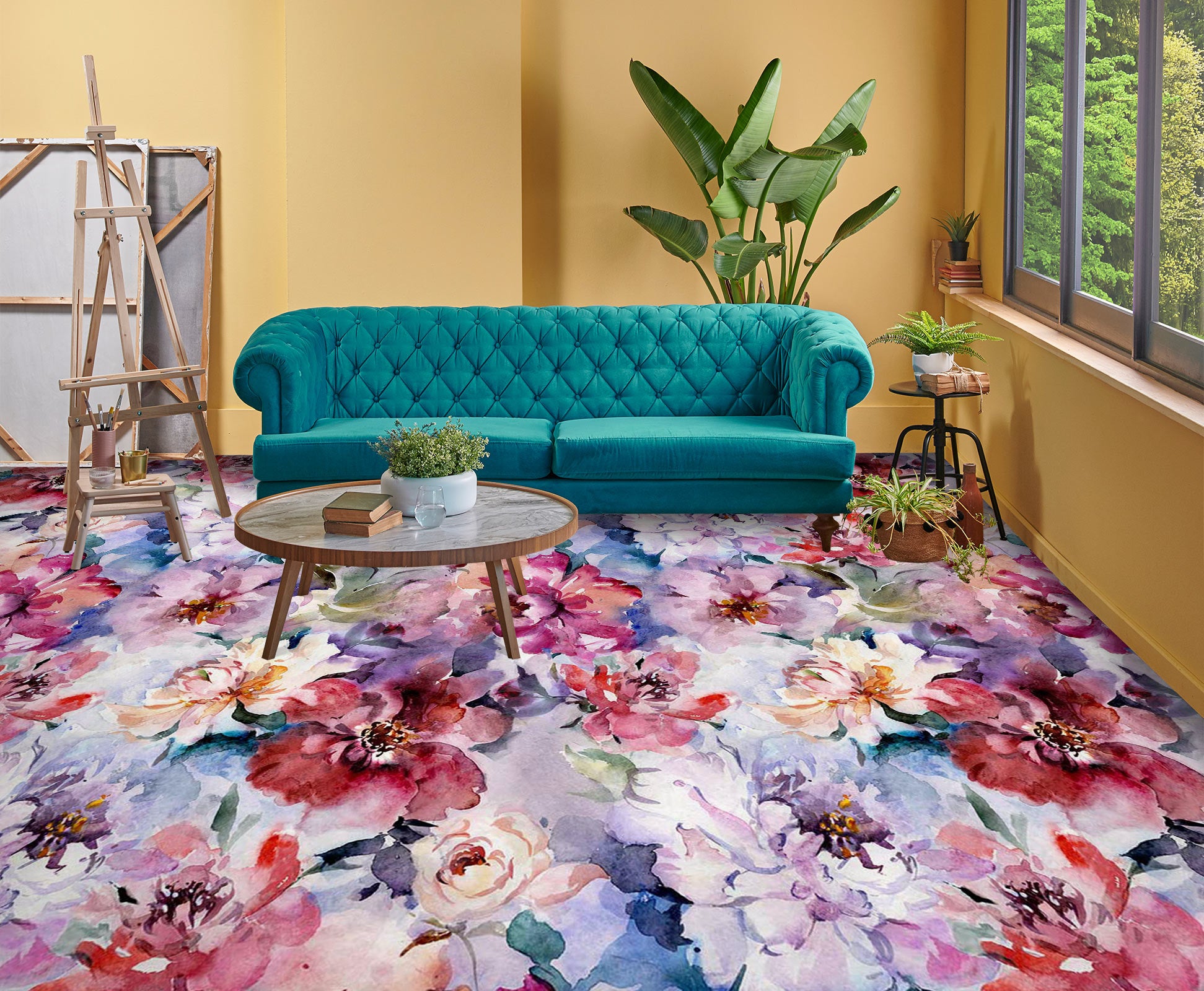 3D Rich Flowers Oil Painting 461 Floor Mural Wallpaper Murals Rug & Mat Print Epoxy waterproof bath floor