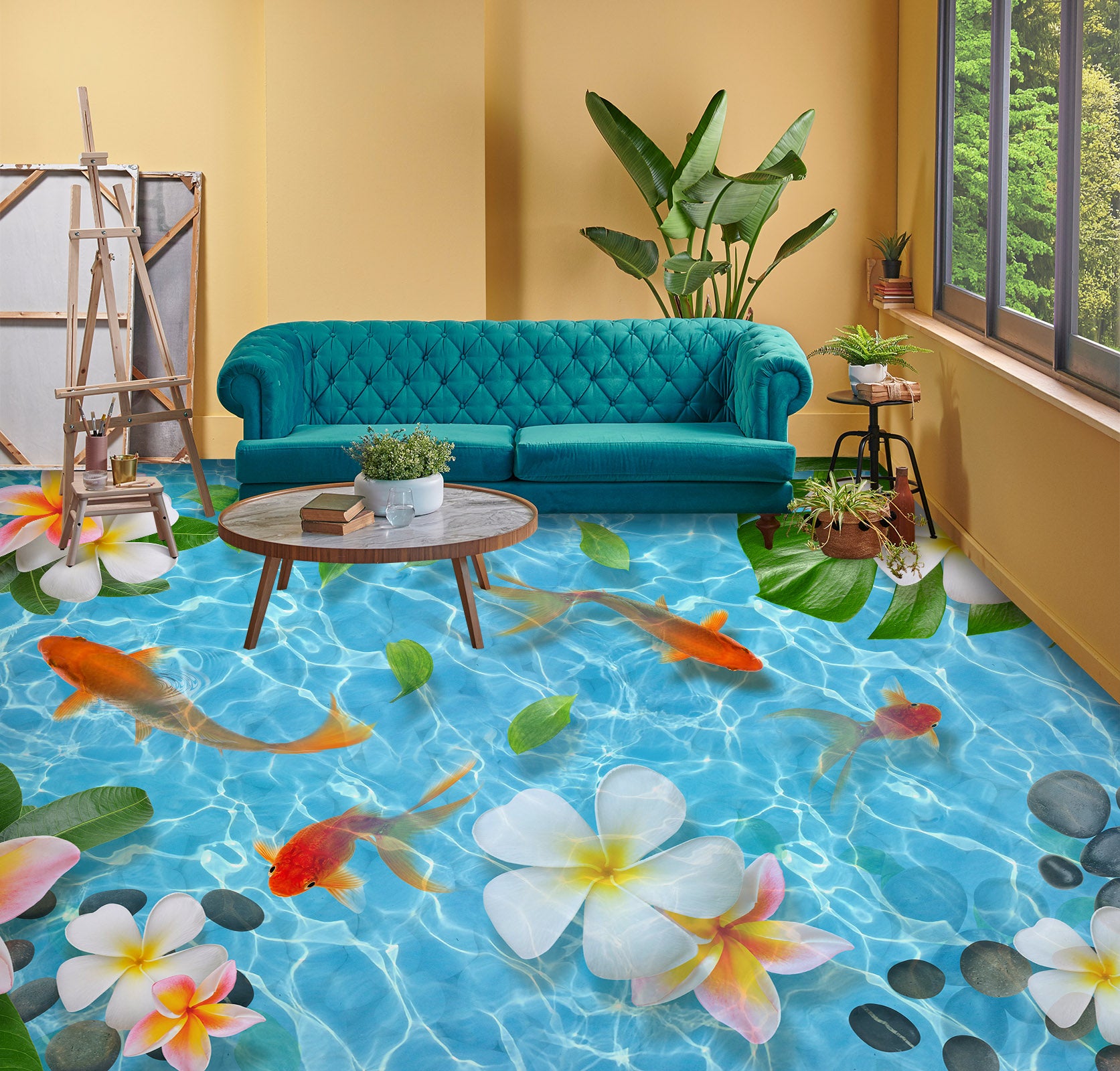 3D Blue Pond Water 277 Floor Mural Wallpaper Murals Rug & Mat Print Epoxy waterproof bath floor