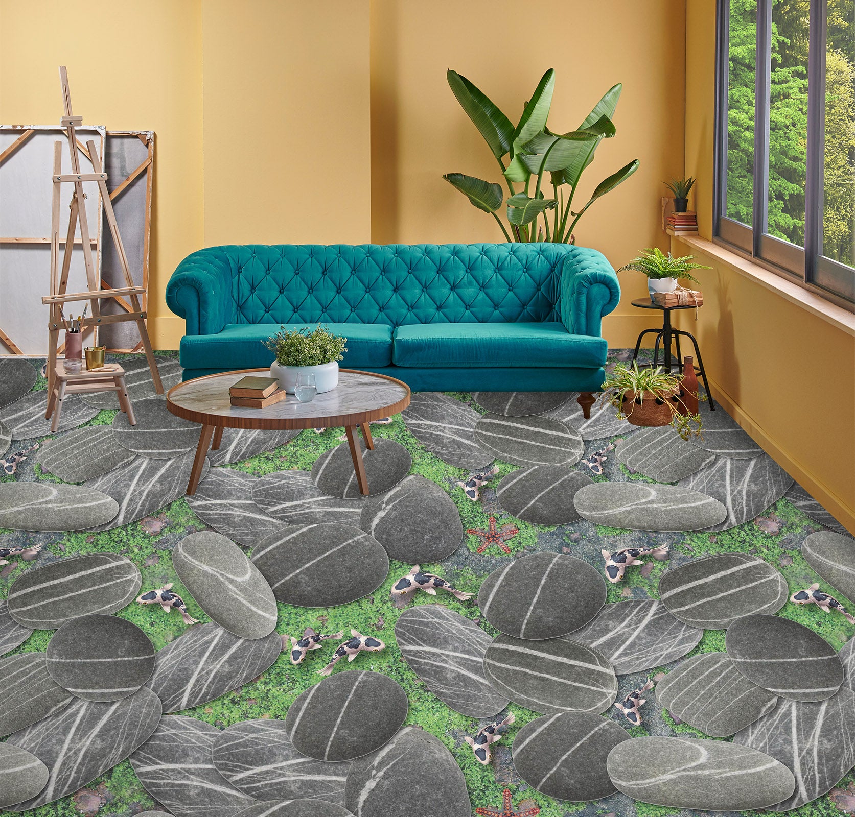 3D Plain Gray Pebbles 220 Floor Mural Wallpaper Murals Rug & Mat Print Epoxy waterproof bath floor