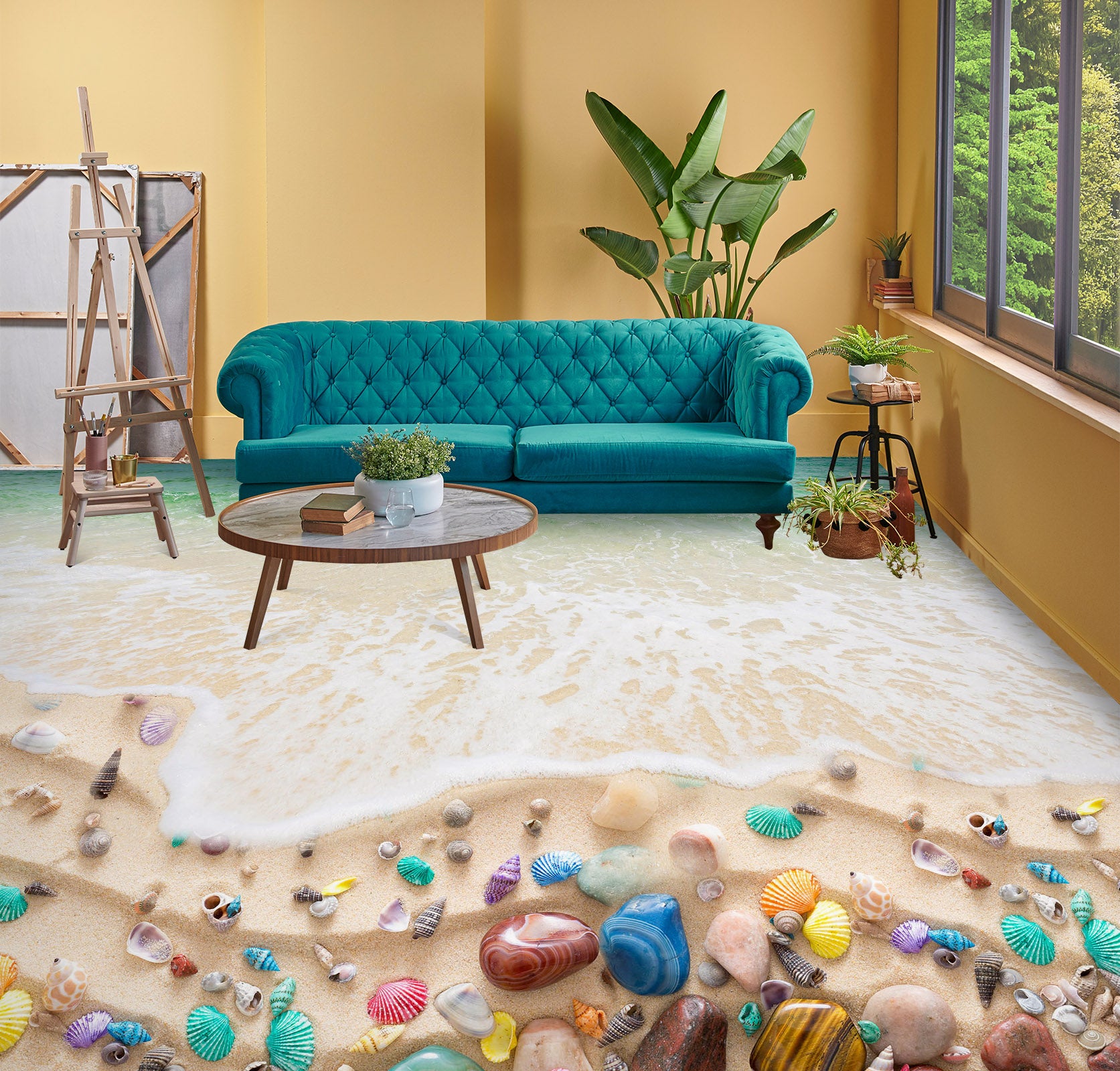 3D Rich Beach Treasures 230 Floor Mural Wallpaper Murals Rug & Mat Print Epoxy waterproof bath floor