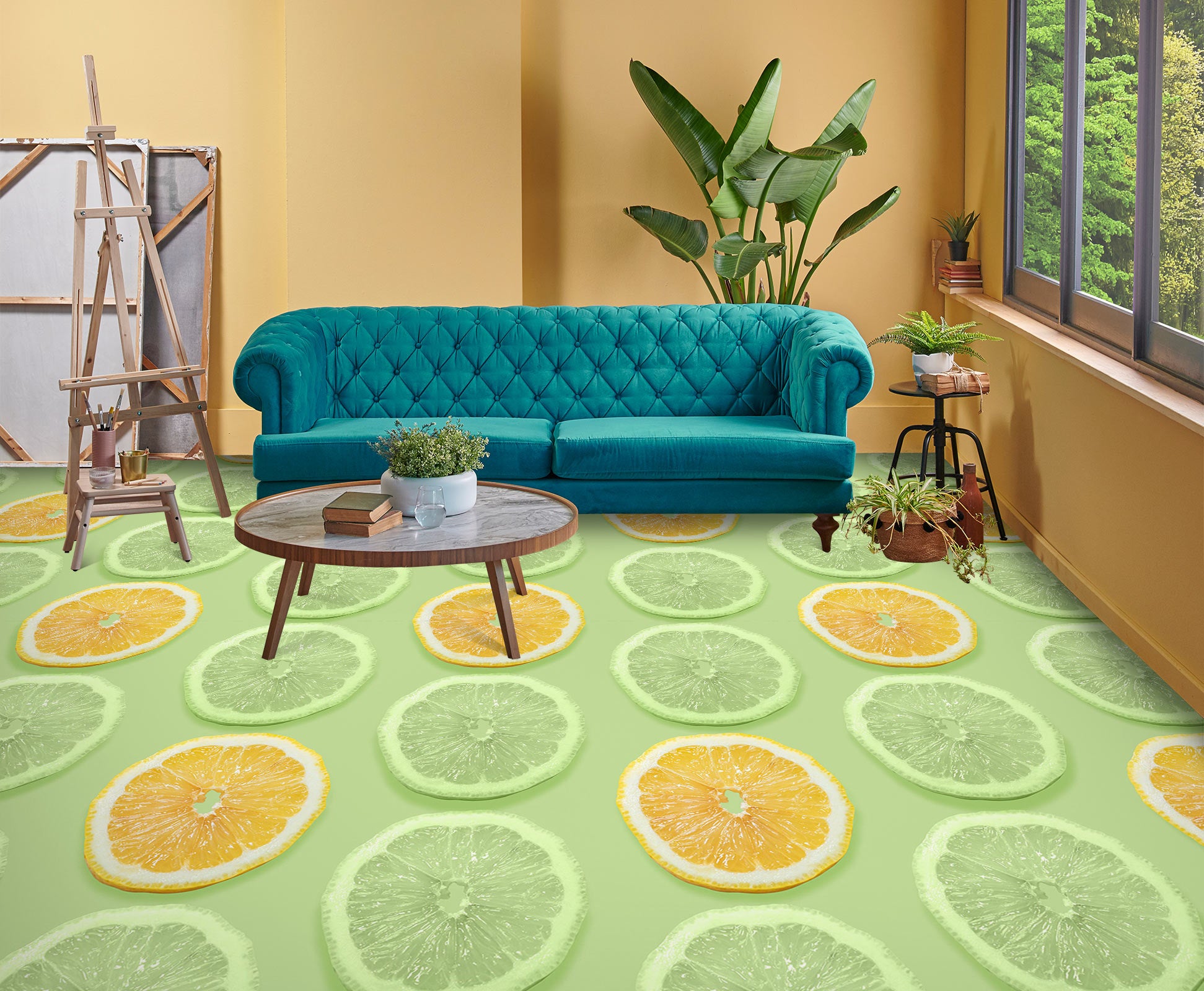 3D Refreshing Lemon Slices 1171 Floor Mural