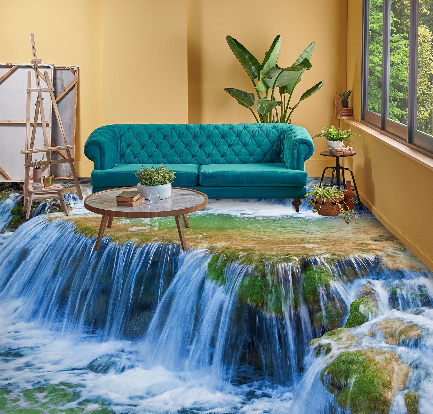 3D Small Blue Waterfall 1008 Floor Mural Wallpaper Murals Self-Adhesive Removable Print Epoxy