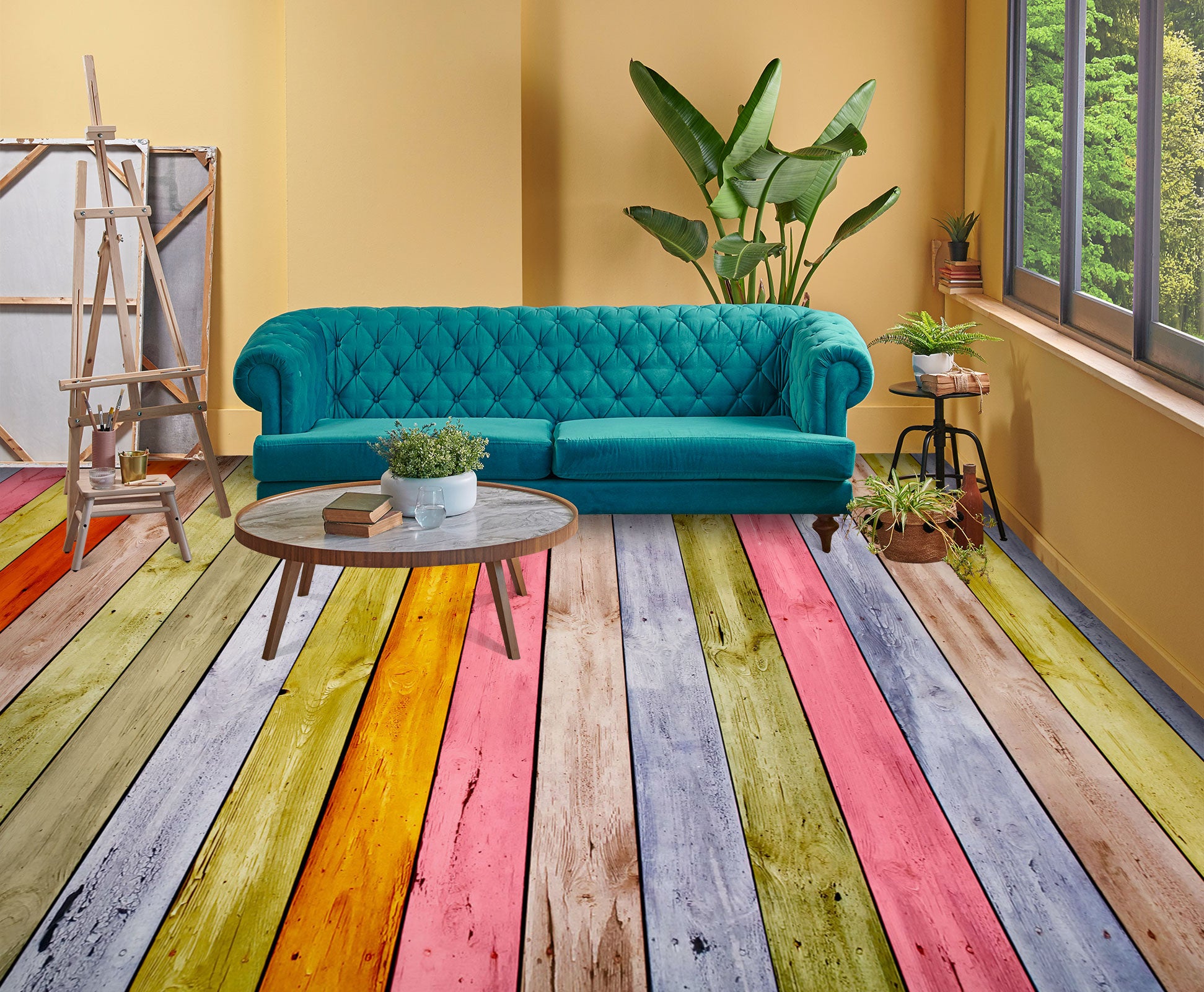3D Colorful Wood Grains 1376 Floor Mural