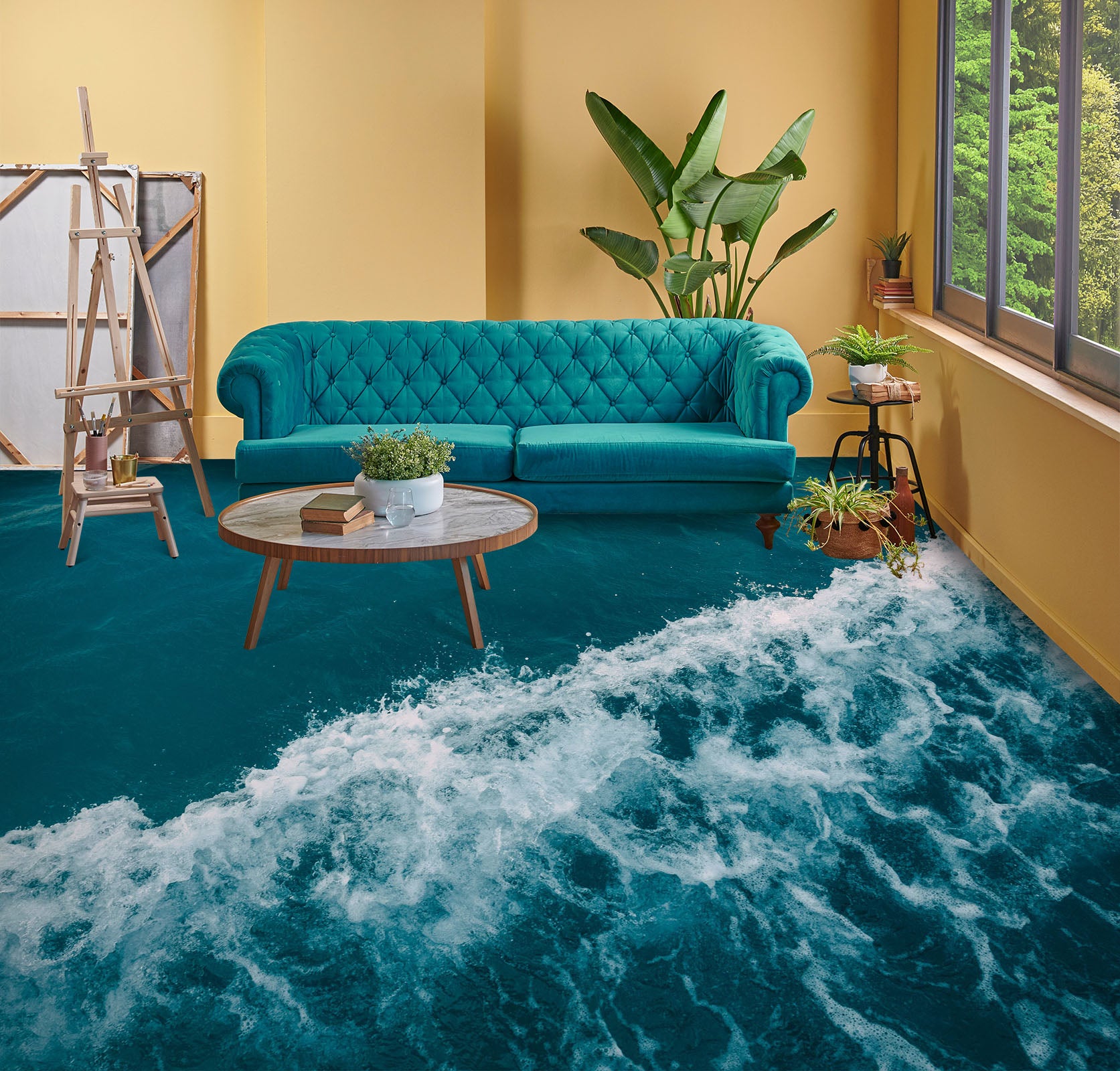 3D Cool Wave Art 724 Floor Mural Wallpaper Murals Rug & Mat Print Epoxy waterproof bath floor