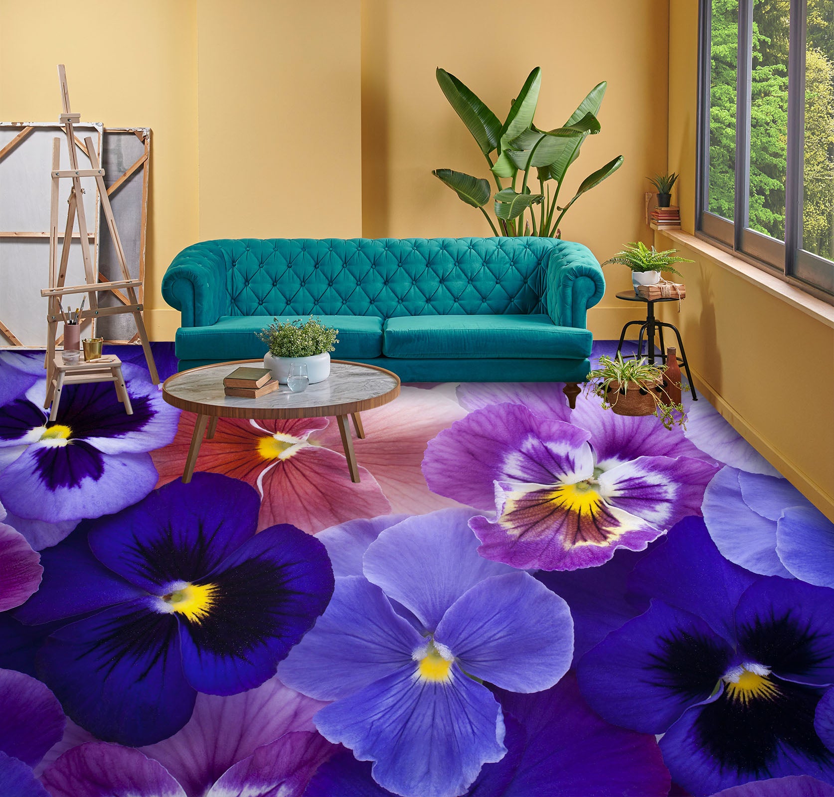 3D Charming Purple Flowers 1420 Floor Mural Wallpaper Murals Self-Adhesive Removable Print Epoxy